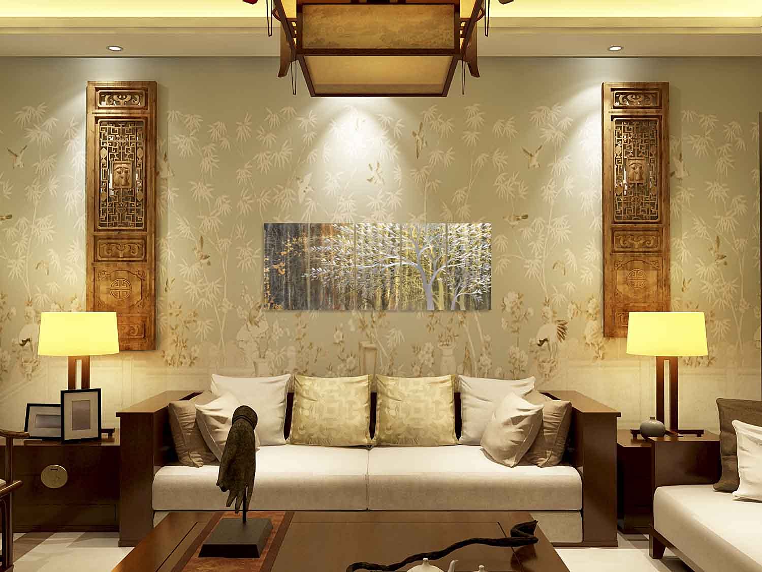 Yihui Arts Gold Metal Wall Art - Handcrafted 3D Tree Design on Aluminum Panel, Modern Forest Picture for Living Room, Bedroom & Kitchen Decor | Perfect for Home, Office & Gift Giving