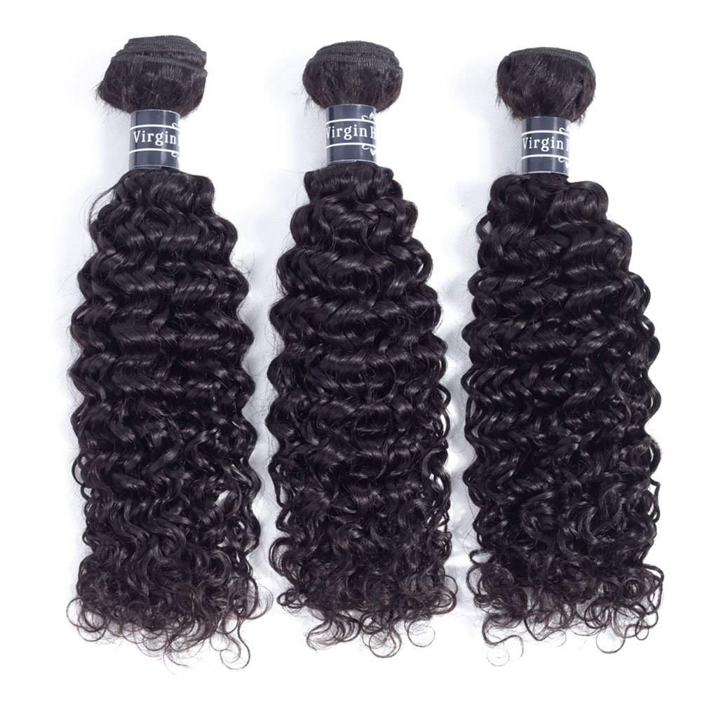Amella Hair 8A Grade Brazilian Curly Human Hair Bundles with Closure | Virgin Unprocessed Weave | 16