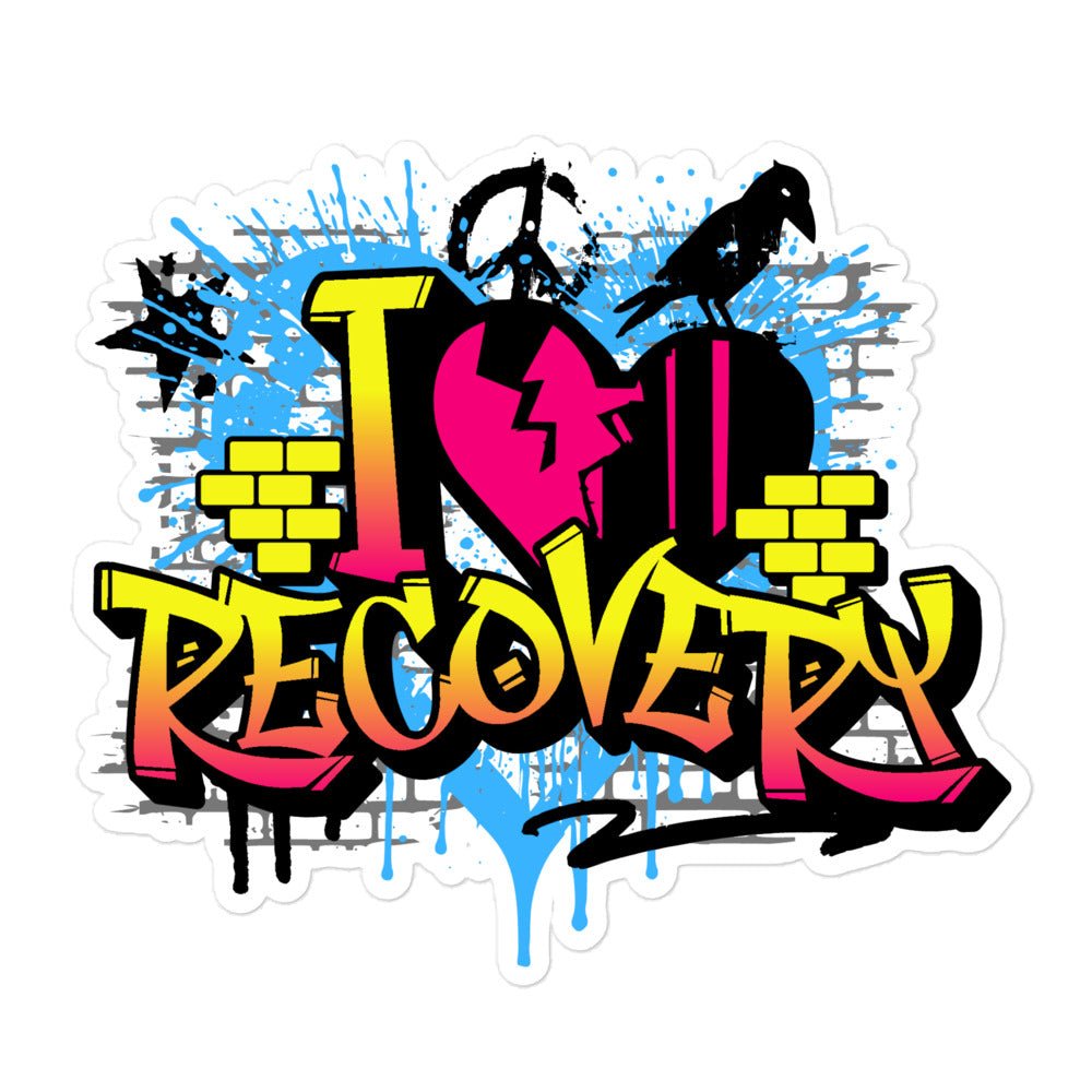 I Heart Recovery Graffiti Sticker - Waterproof Vinyl Decal for Laptops, Cars & DIY Projects - Express Support & Self-Love