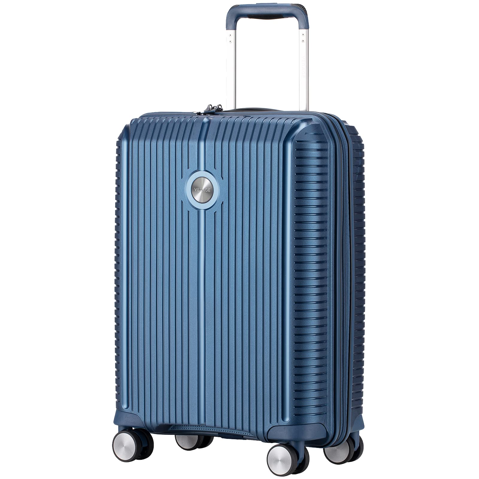 VERAGE 20-Inch Expandable Hardshell Carry On Luggage with 360° Spinner Wheels - TSA Approved Blue Suitcase for Air Travel, Business Trips & Weekend Getaways