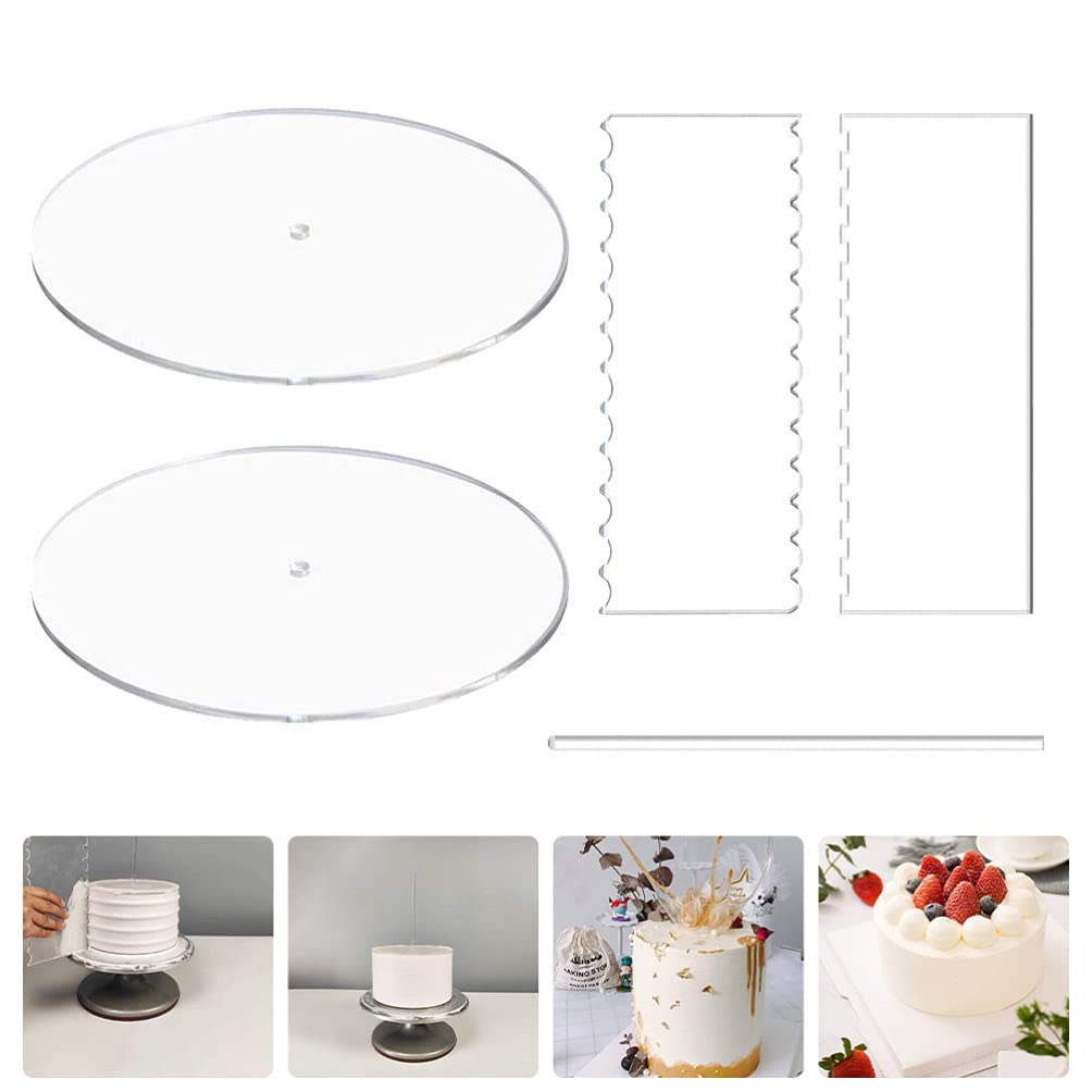 FOMIYES 10-Piece Acrylic Cake Pan Set - Round Disk Cake Scraper, Icing Smoother & Baking Tools for Professional & Home Bakers - Perfect for Smoothing Frosting, Decorating Cupcakes & DIY Cake Making
