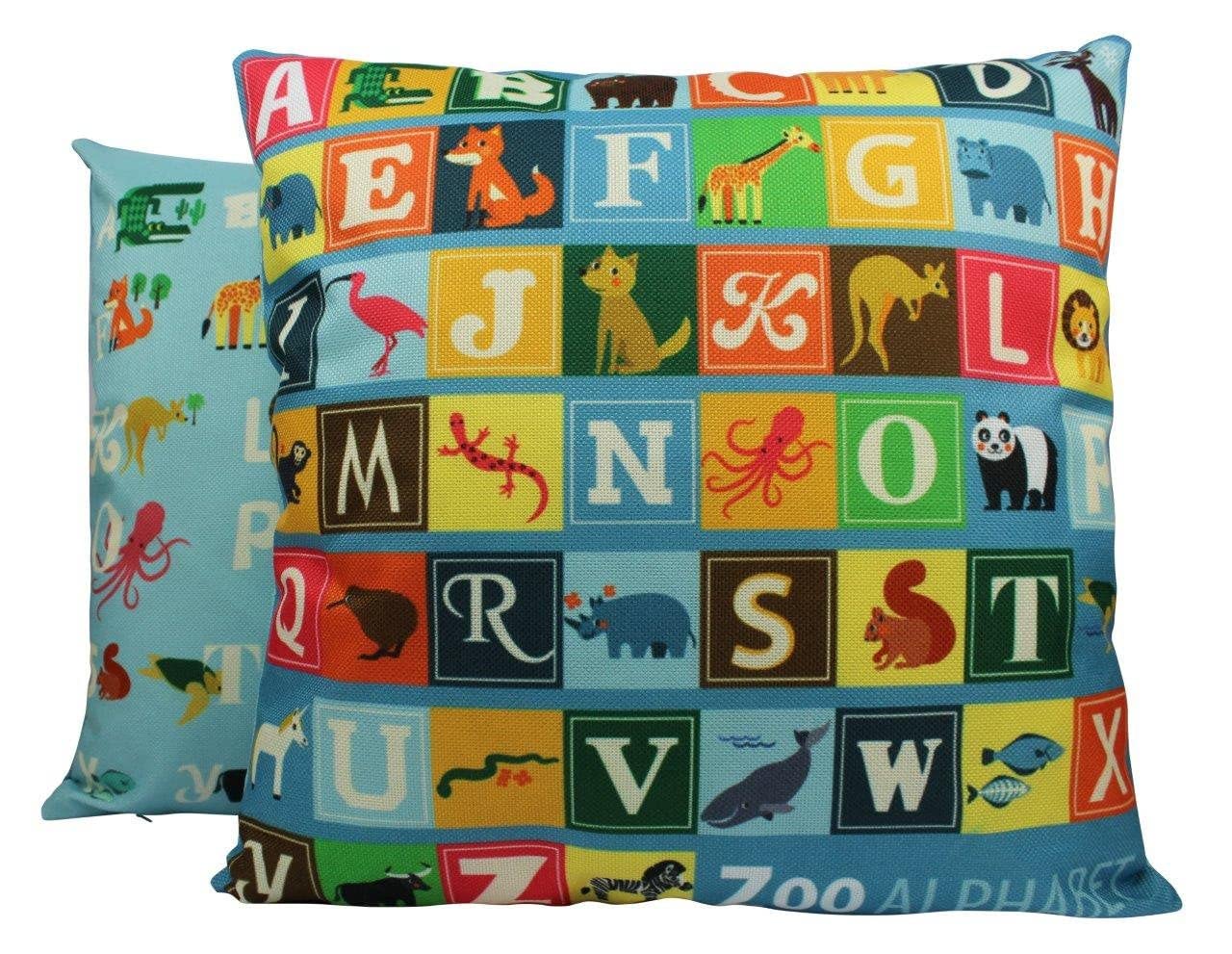 Alphabet ABC Baby Nursery Decor Pillow Cover - Soft Throw Pillows for Kids Room, Happy Birthday Gift & Home Decoration - Perfect for Nursery, Playroom, and Birthday Party Decorations
