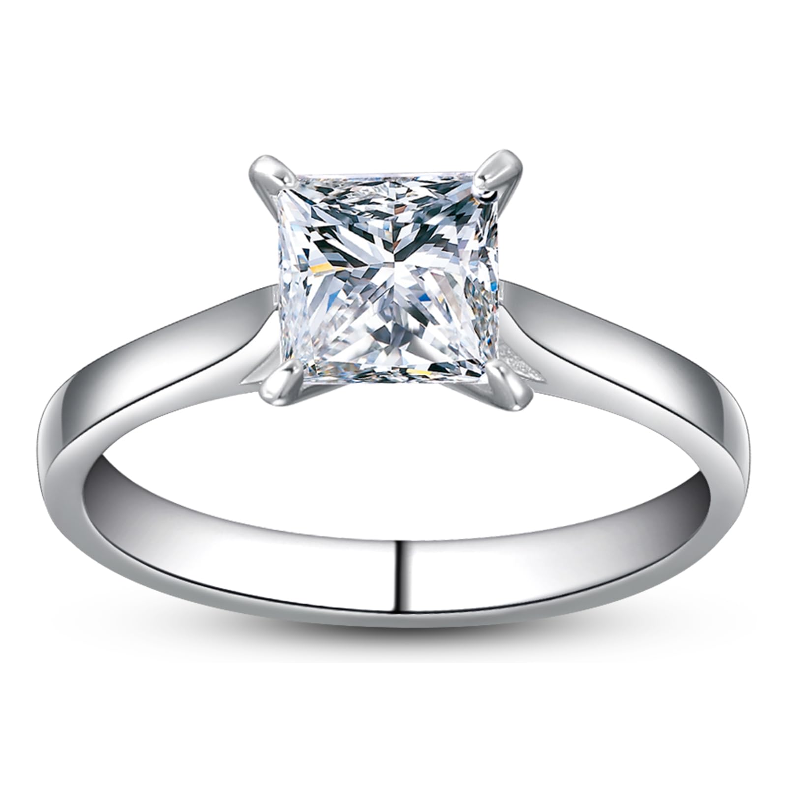 1.5 CT Princess Cut Cubic Zirconia Engagement Ring for Women - Sterling Silver Promise & Wedding Band - Size 5-10 - Perfect Christmas, Birthday & Anniversary Gift for Her - Ideal for Proposals, Weddings & Special Occasions