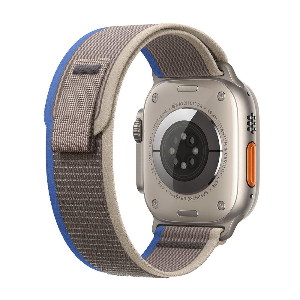Apple Watch Ultra (GPS + Cellular) 49mm Titanium Case with Blue/Gray Trail Loop Band - S/M Size | Perfect for Outdoor Adventures, Fitness Tracking & Daily Wear