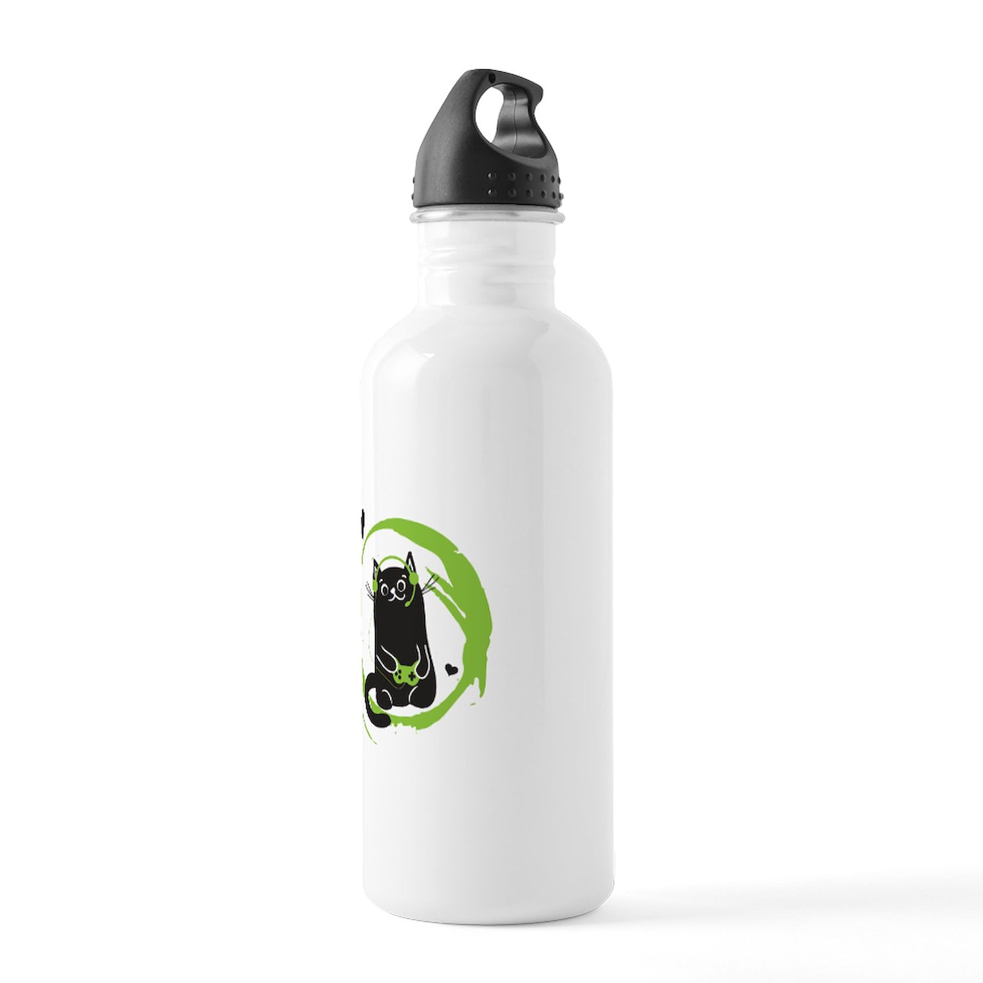 Gamer Cat Stainless Steel Water Bottle 1.0L (34 oz) - Insulated Double Wall Vacuum Flask for Gaming, Workouts & Outdoor Activities - BPA Free Leakproof Sports Water Bottle by CafePress