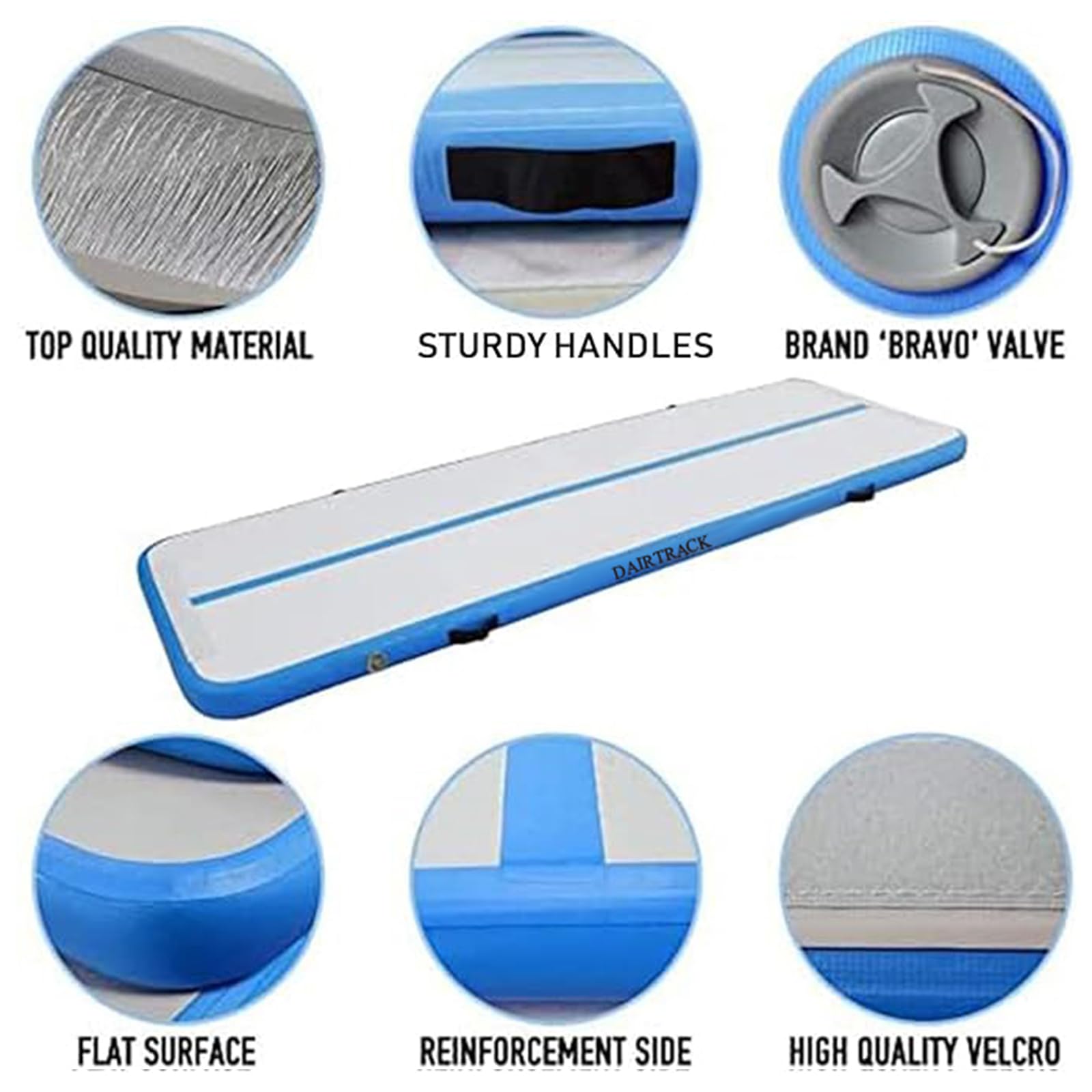 DAIRTRACK 13ft 16ft 20ft Inflatable Air Tumbling Mat - Portable Gymnastics Training Equipment for Home Gym, Outdoor Yoga & Cheerleading Practice - Includes Air Pump for Easy Setup