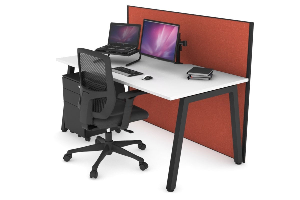 Horizon Quadro A Legs Office Desk - 1600L x 800W with Cable Management Scallop | Modern Workstation for Home Office, Study Room & Small Business Spaces
