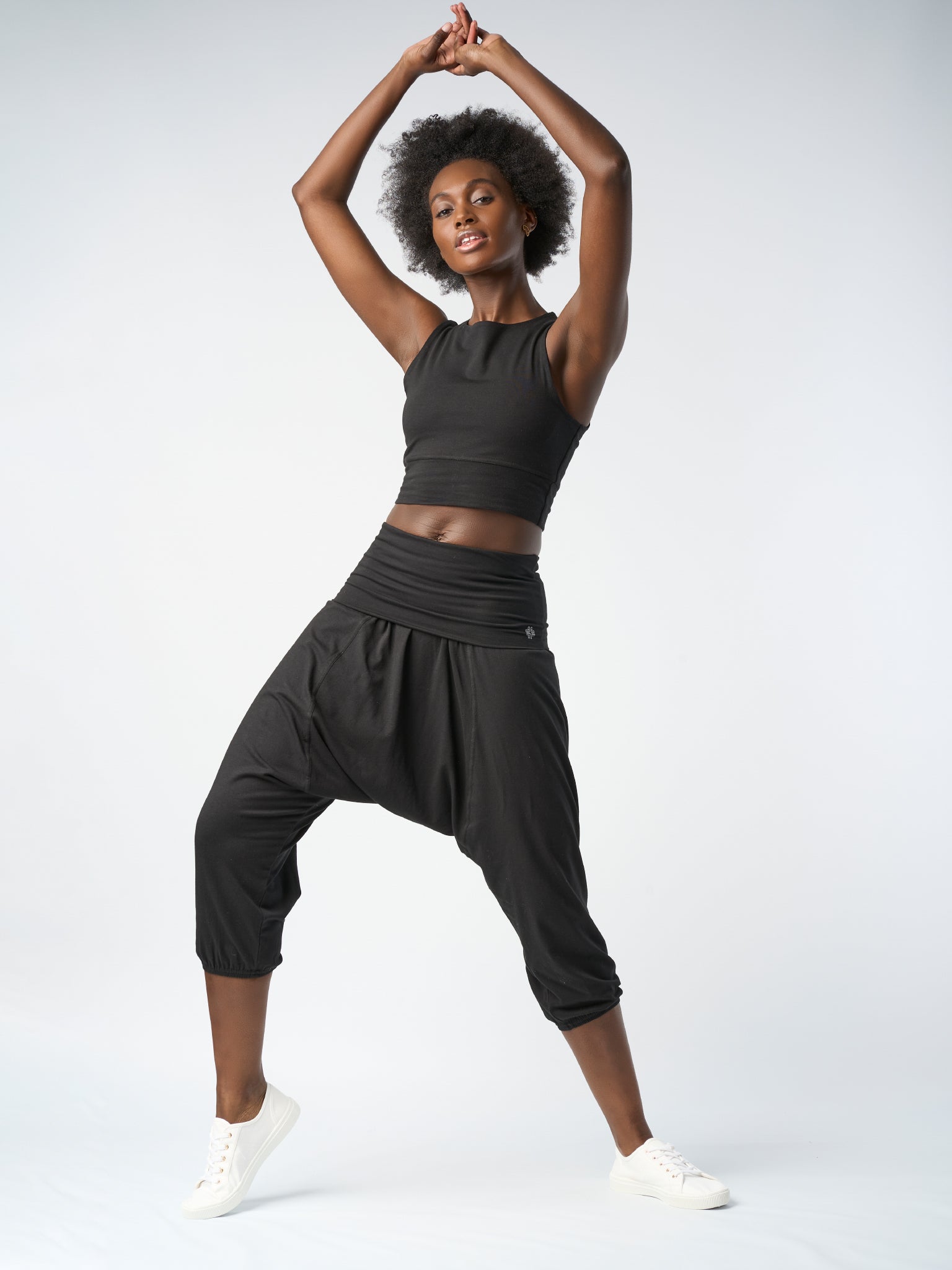 Gossypium Retreat Harem Pants for Women - Soft Cotton Lounge Pants - Comfortable Black Boho Pajama Bottoms for Yoga, Meditation & Home Relaxation
