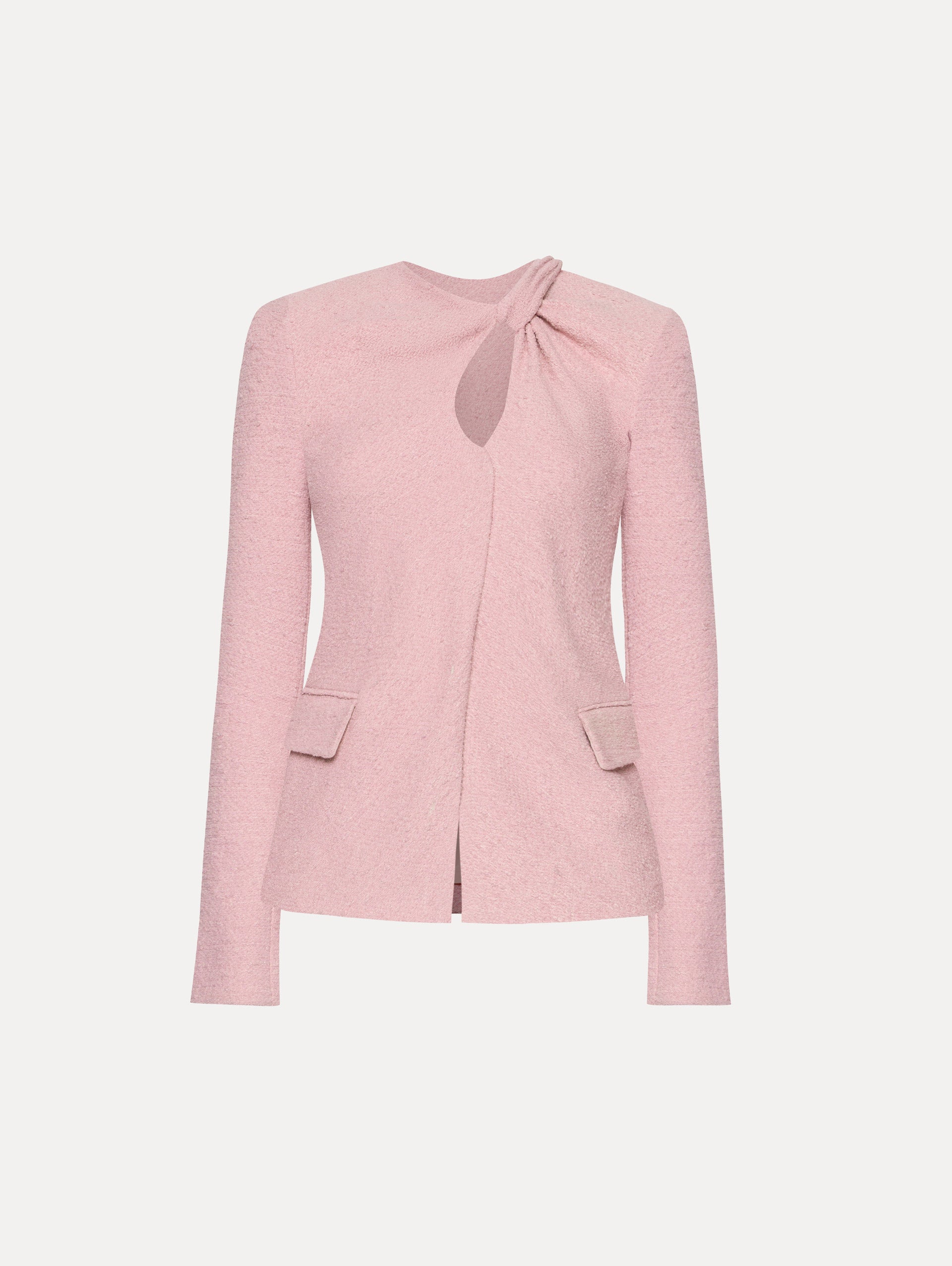 Stylish Twist Detailed Tweed Jacket for Women - Elegant Blazer with Vintage Pattern, Perfect for Office, Dating & Fall Fashion Outfits