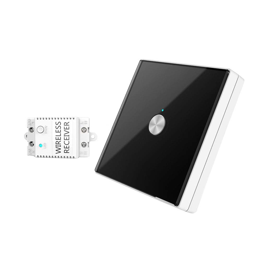 Smart WiFi Wall Switch - Wireless Remote Control for Home Automation, Capacitive Touch Glass Panel, Compatible with Smartphone App (Color: Black) | Perfect for Modern Smart Homes & Office Lighting Control