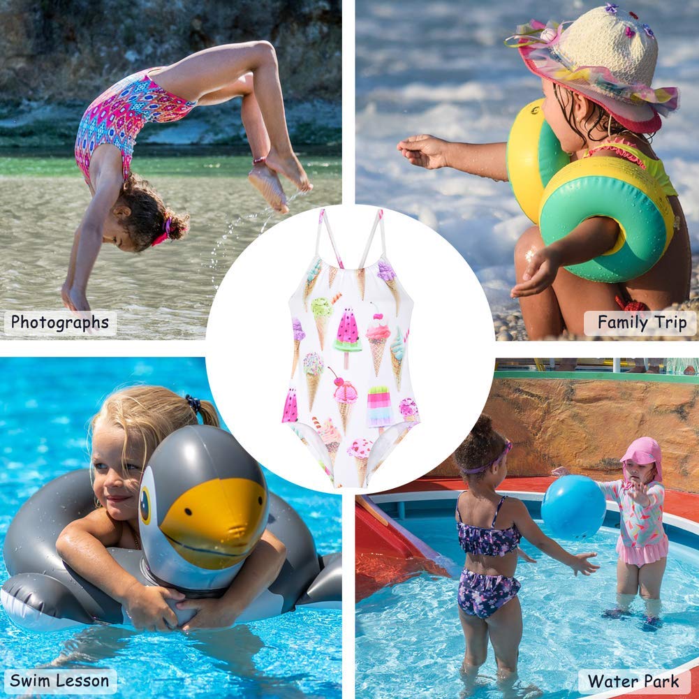 Cadocado Girls' One Piece Swimsuit 3-10 Years | Quick Dry Bathing Suit for Kids | Perfect for Pool, Beach & Summer Water Activities