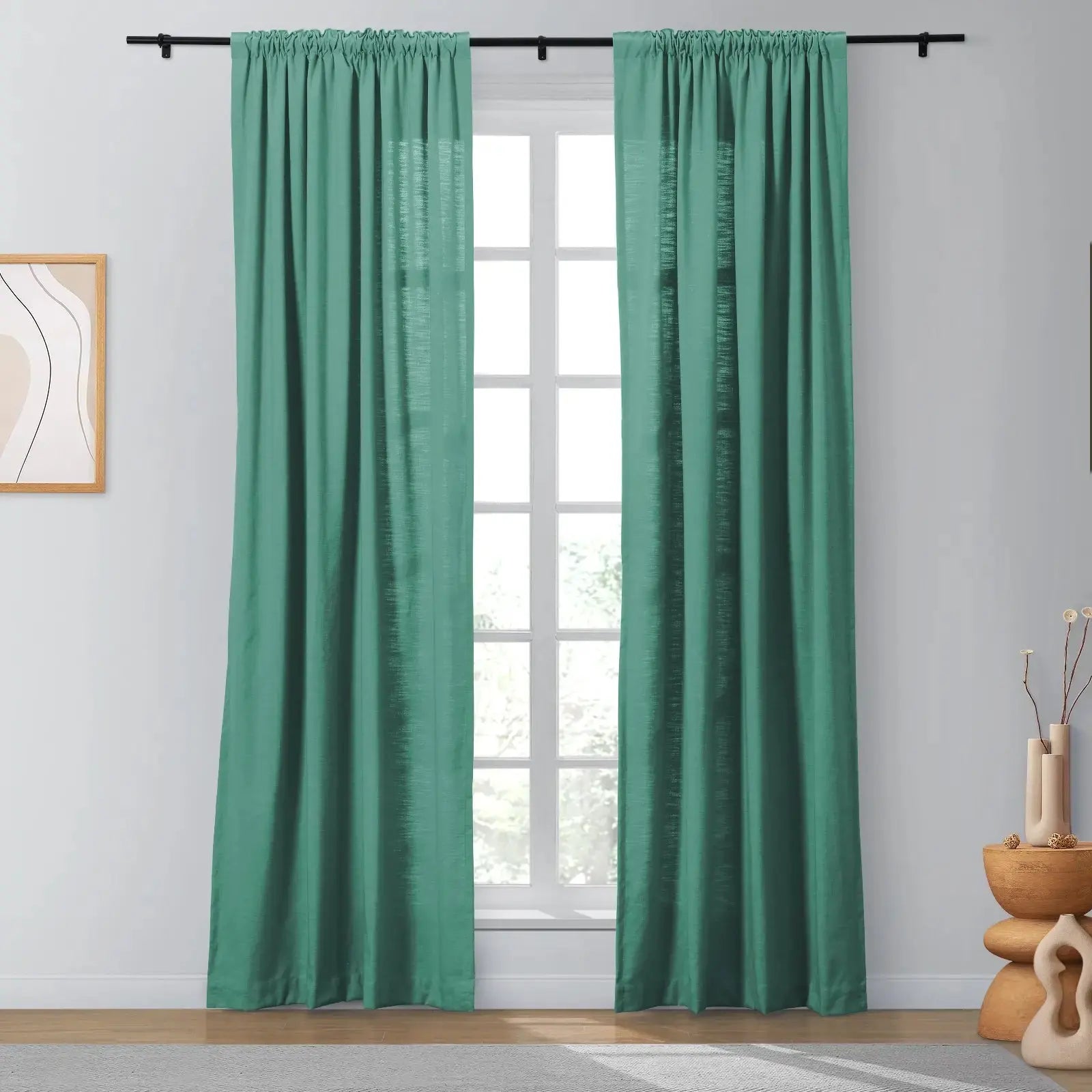 Isabella Heavyweight Cotton Blackout Curtains - Soft Top Thermal Insulated Drapes for Living Room & Bedroom - Noise Reducing & Energy Saving Window Treatments