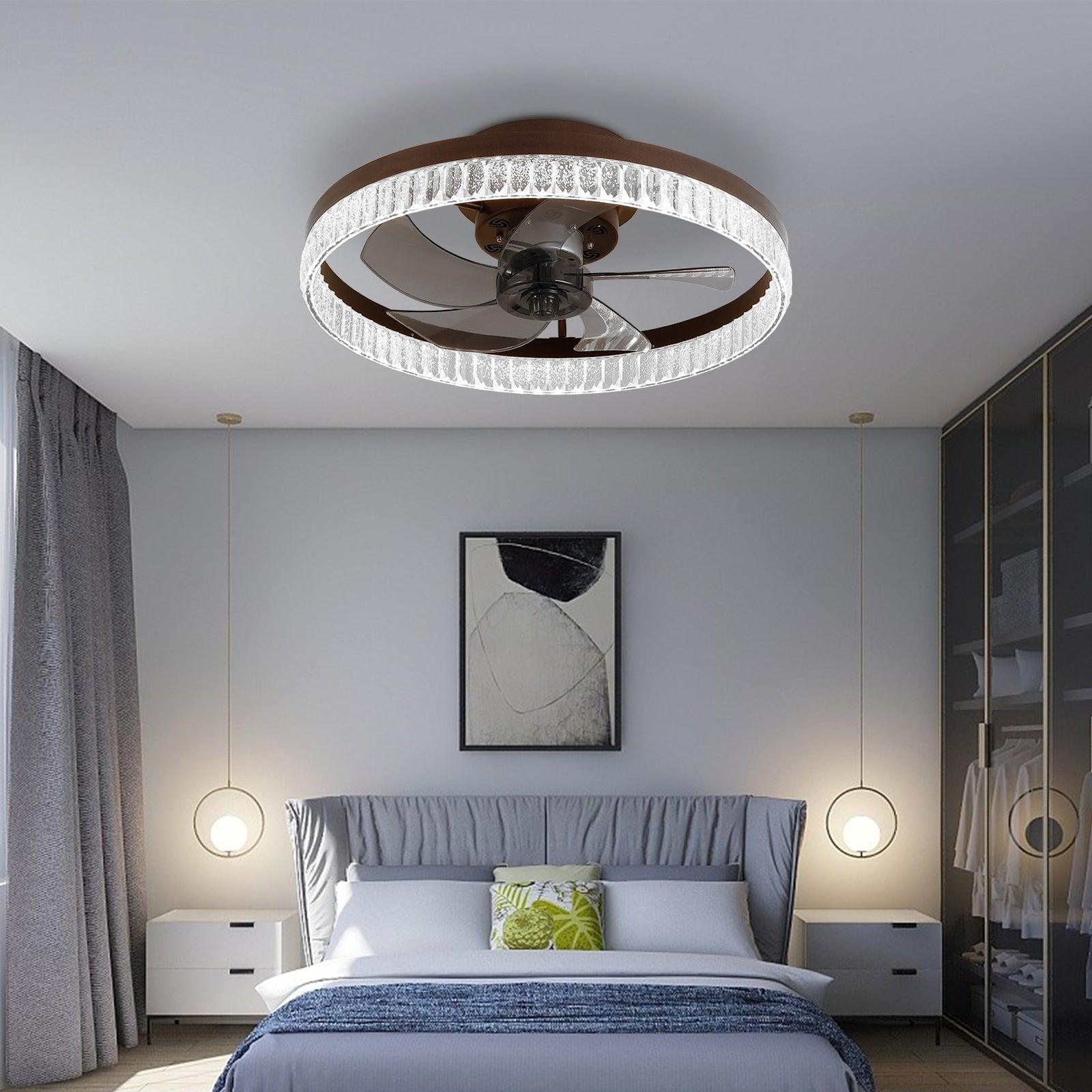 Modern LED Ceiling Fan with Lights - Remote Control, Minimalist Ring Chandelier Design for Bedroom, Nursery, Living Room | Energy Efficient Cooling & Stylish Lighting Solution