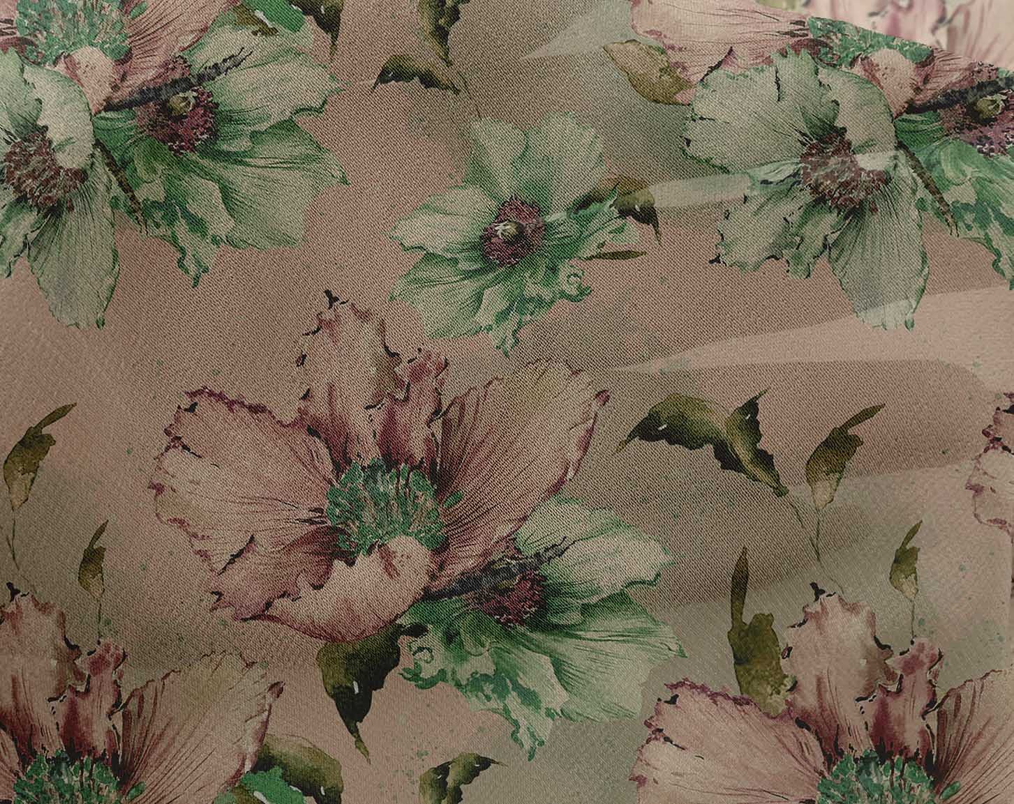 oneOone Georgette Viscose Fabric - Dusty Rose Floral Print - 42 Inch Wide - Premium Sewing Material for DIY Clothing, Dresses & Scarves - Perfect for Spring Fashion & Home Decor Projects