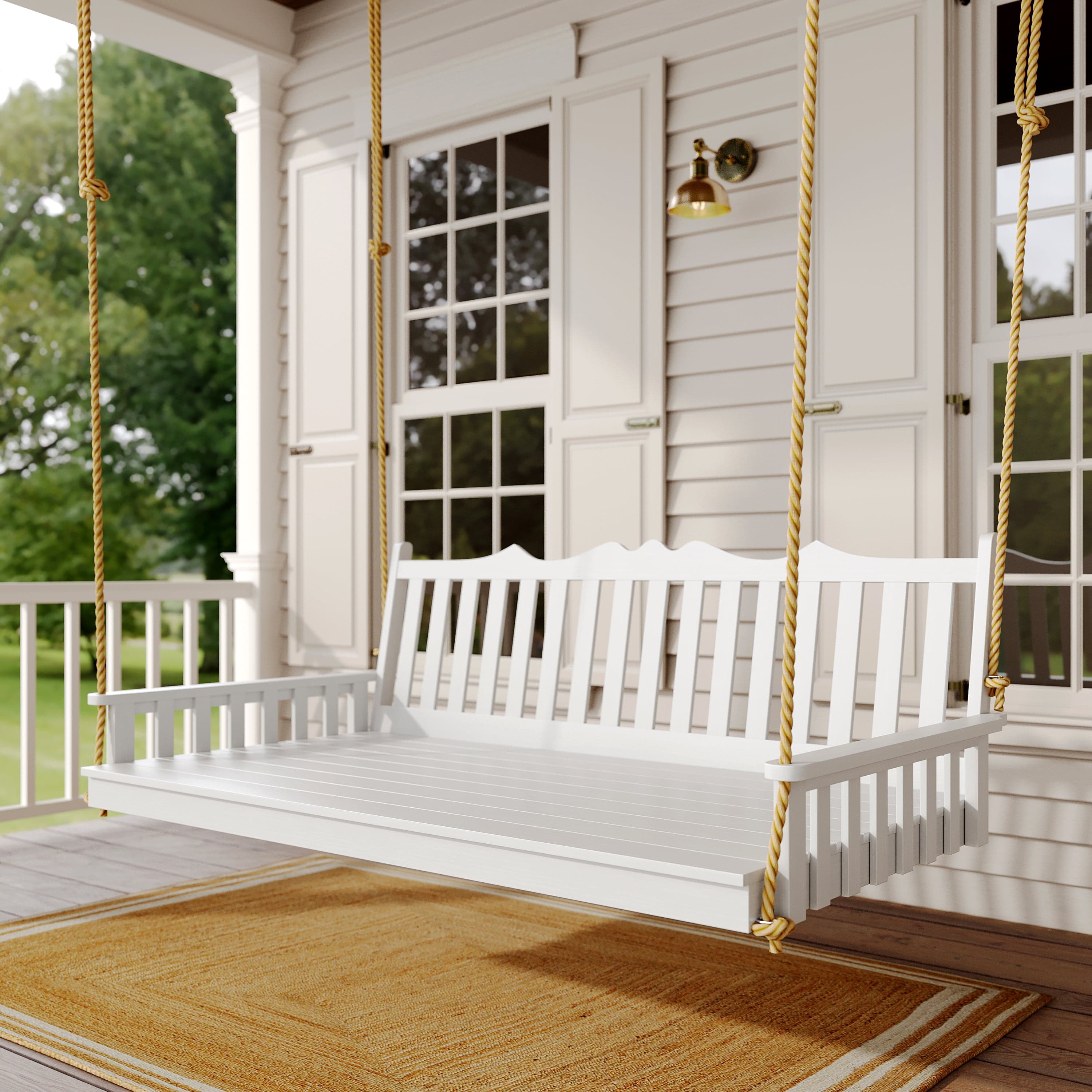 Keystone Amish Co. 6 Foot York Recycled Plastic Swing Bed - Durable Cedar Wood Patio Furniture for Outdoor Relaxation | Perfect for Porch, Garden, and Backyard Lounging
