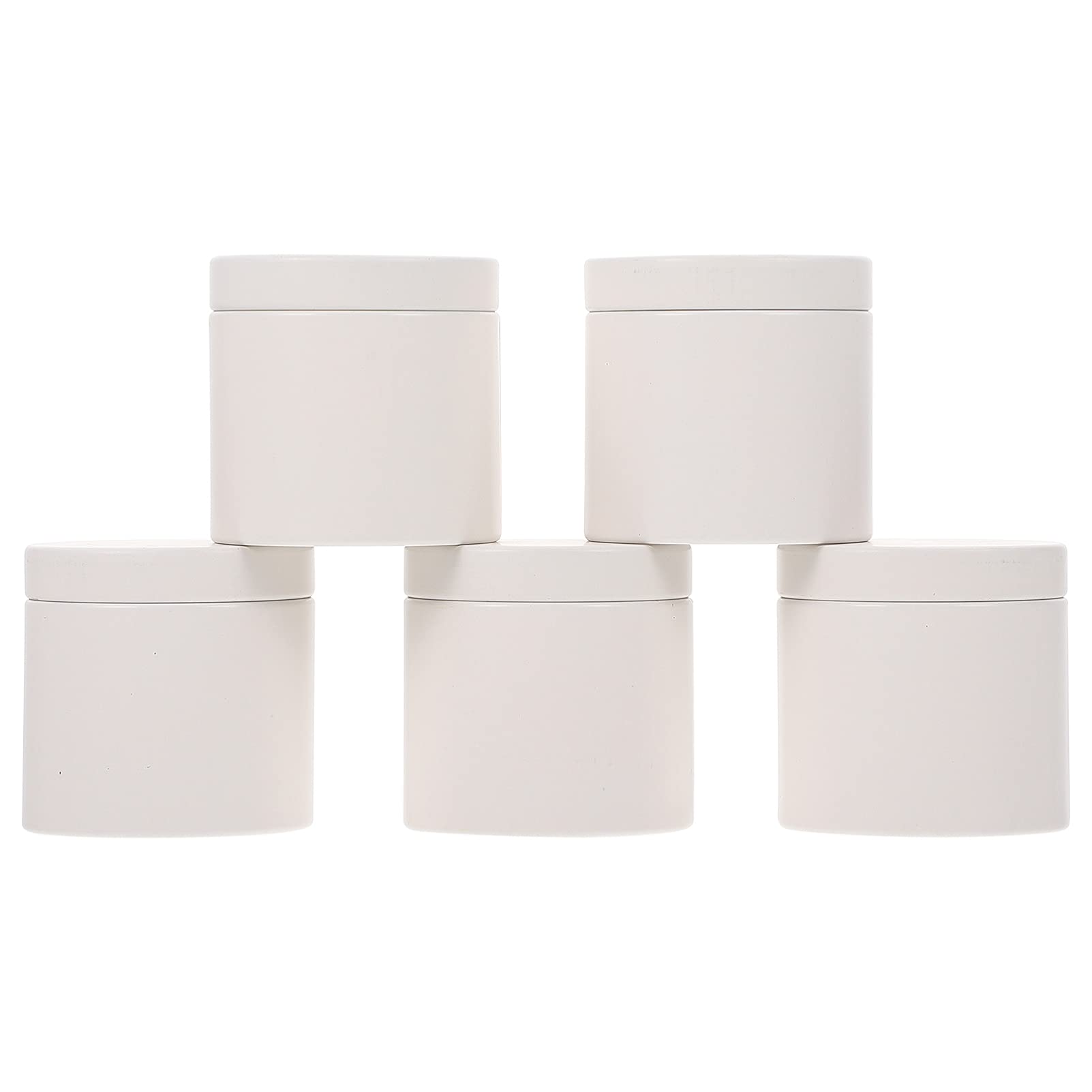EXCEART 5-Piece Round Metal Candle Tin Jars - DIY Candle Making Containers, Arts & Crafts Storage, Kitchen Spice Organizer (White) - Perfect for Home Decor, Wedding Favors & Gift Packaging