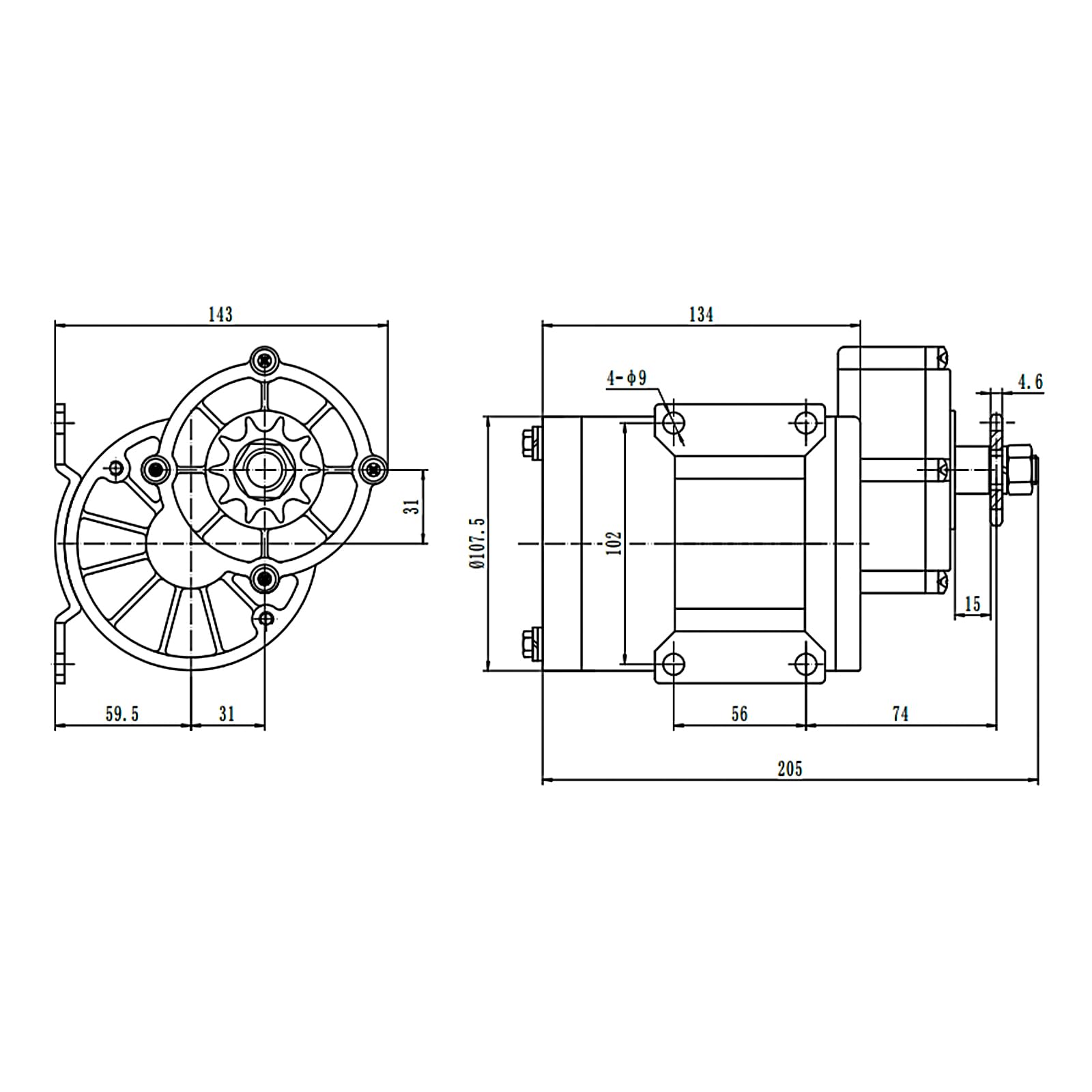24VDC 600W 450RPM Brushed Gear Reduction Electric Motor for E-Bikes, Scooters & DIY Projects - Perfect for Commuting, Off-Road Adventures & Custom Electric Vehicle Conversions