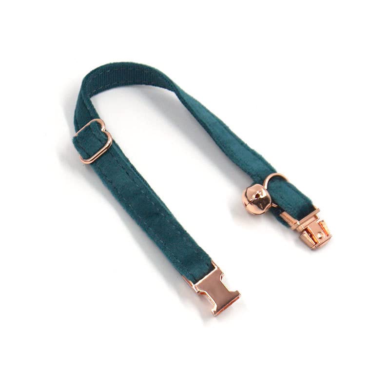 **Custom Personalized Cat Collar - Velvet Adjustable Kitten Collar with Bell & Bow Tie - Engraved Nameplate for Small Dogs & Puppies (Size S: 16-26cm, Green) - Perfect for Gifts, Pet Parties & Daily Walks**