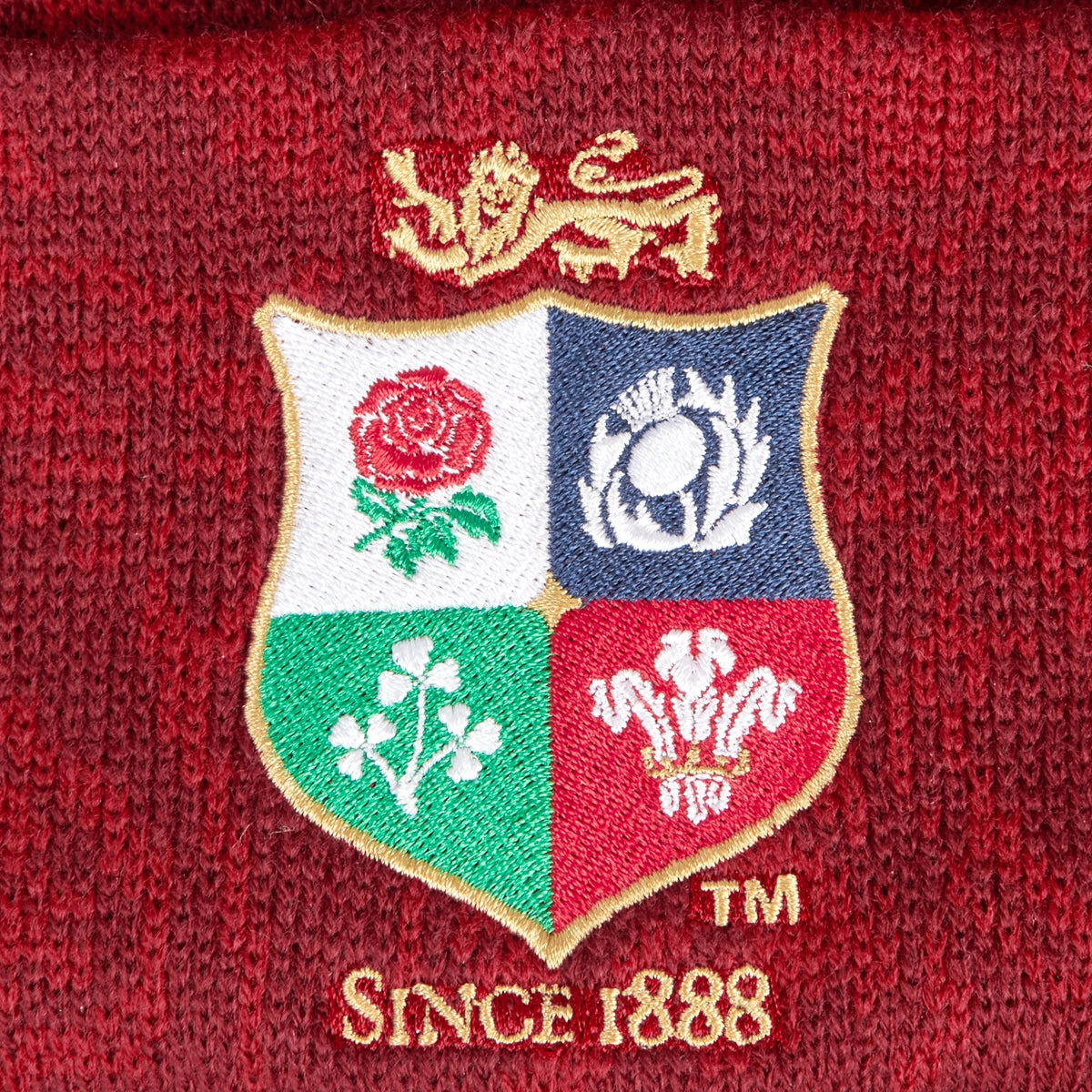 Canterbury British & Irish Lions Fleece Lined Winter Bobble Beanie Hat - Red Warm Knit Hat for Rugby Fans & Outdoor Activities - Perfect for Cold Weather, Sports Events & Casual Wear