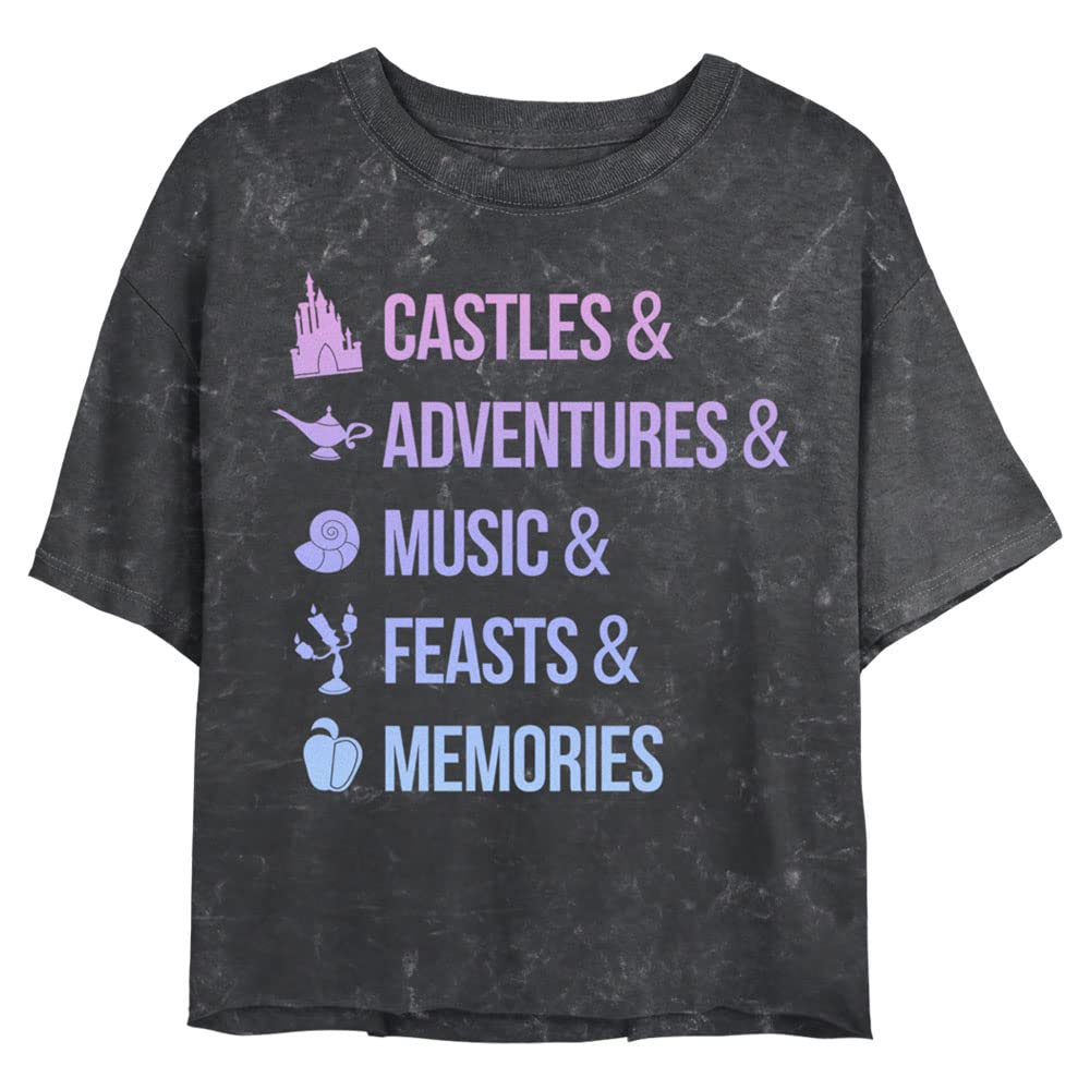 Disney Princess Women's Mineral Wash Short Sleeve Crop Top T-Shirt - Casual Summer Outfit, Theme Park Visit, Disney Fan Gift