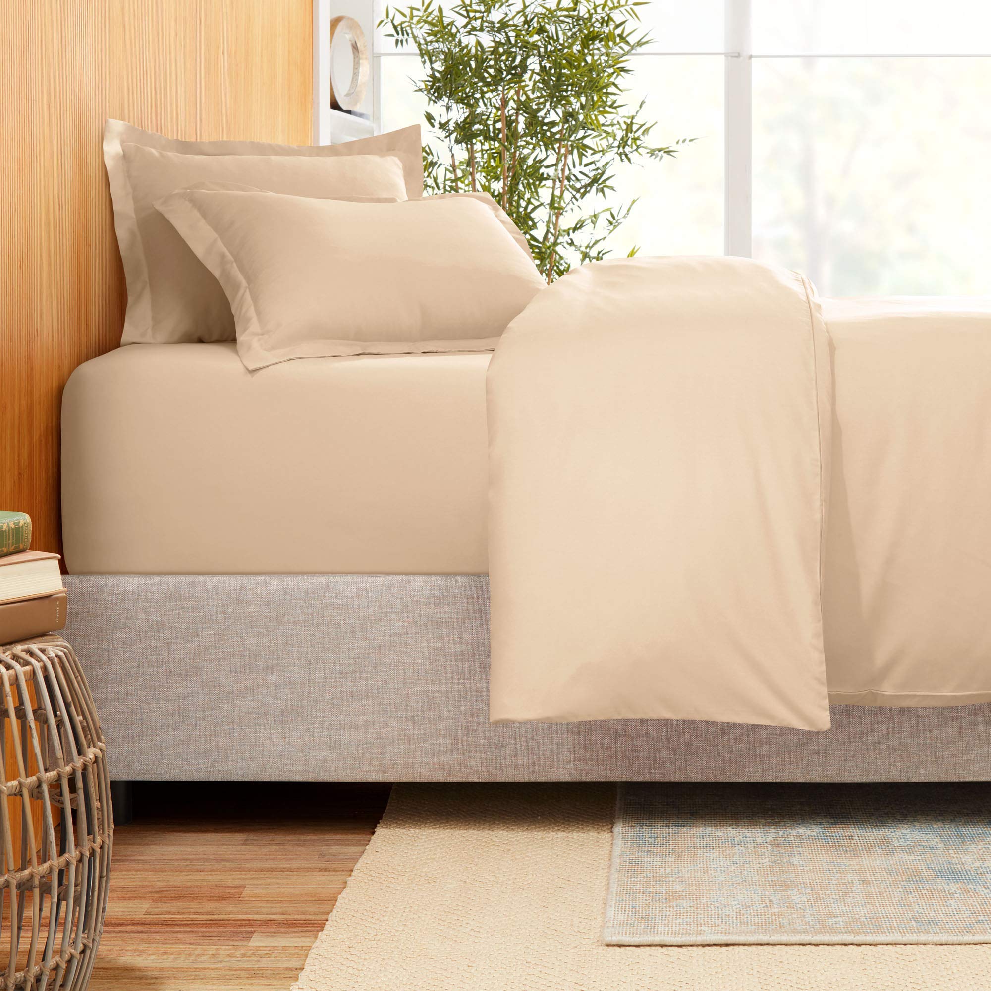 600 Thread Count 100% Natural Cotton Queen Fitted Sheet - Taupe | Deep Pocket Up to 18