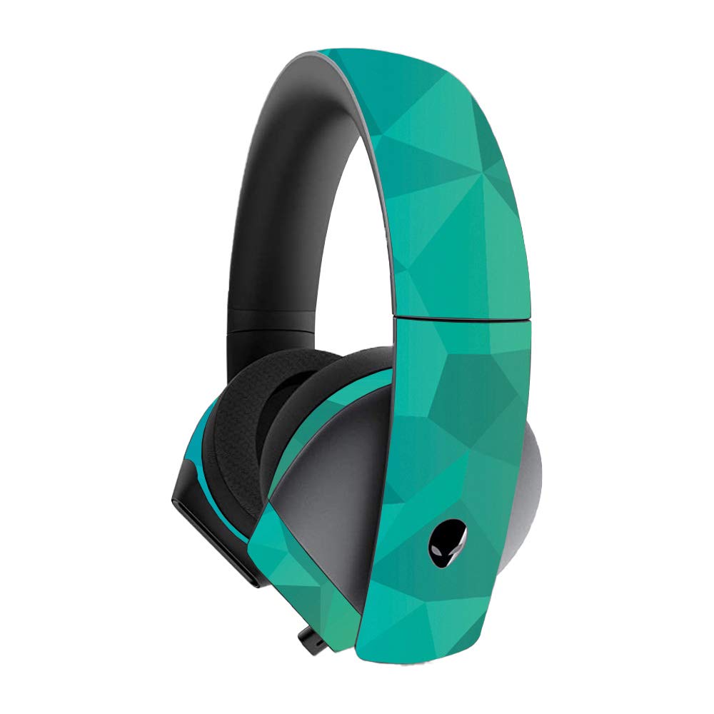 Alienware 7.1 Gaming Headset Skin - Blue Green Polygon Vinyl Decal Wrap Cover | Protective & Durable Custom Design | Easy to Apply & Remove | Made in USA | Perfect for Gamers & Streamers