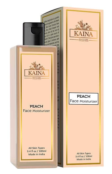 Kaina Peach Face Moisturizer with Skin Brightening Formula - 100% Organic & Cruelty-Free Vitamin C Face Cream for All Skin Types (100ml) | Hydrating & Brightening Daily Moisturizer for Glowing Skin