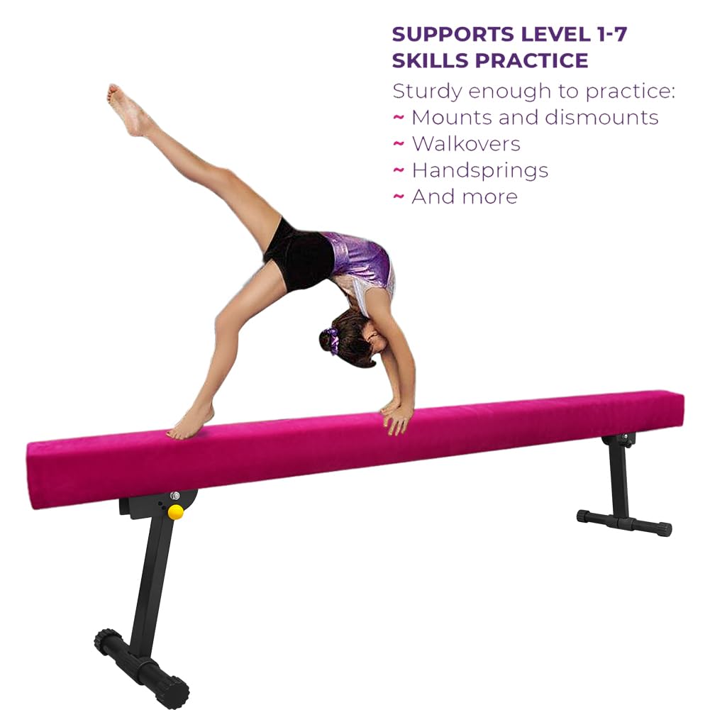 6ft/8ft Adjustable Gymnastics Balance Beam for Kids & Adults - High/Low Floor Beam for Home Training, Physical Therapy & Professional Gymnastics Practice - Perfect for Beginners to Advanced Athletes (Ideal for Home Gyms, Dance Studios & Rehabilitation Centers)