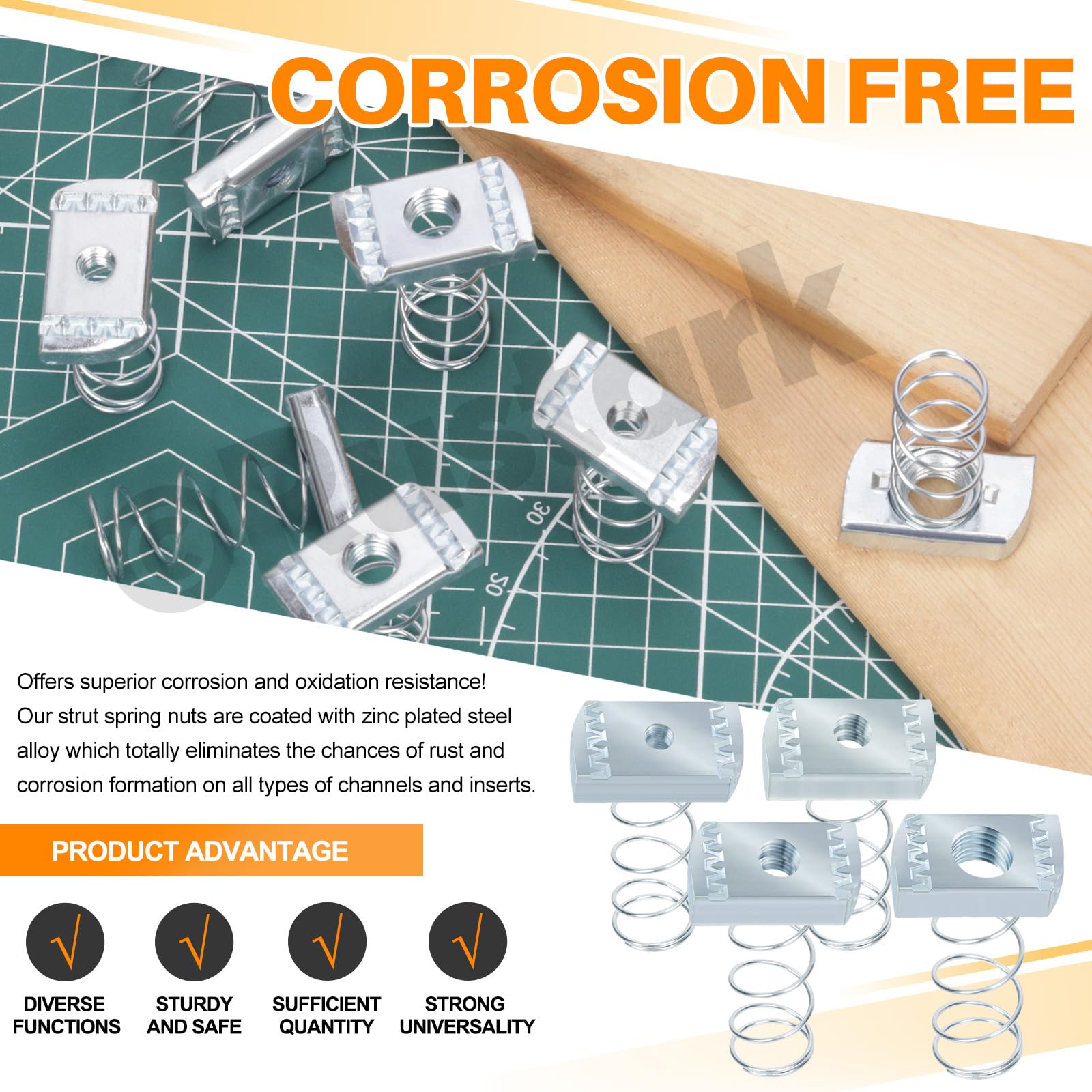 10pcs 1/2-13 Heavy Duty Zinc Plated Spring Strut Channel Nuts - Standard Hardware for Steel Strut Channels - Perfect for Electrical Conduit, HVAC Systems & Construction Projects