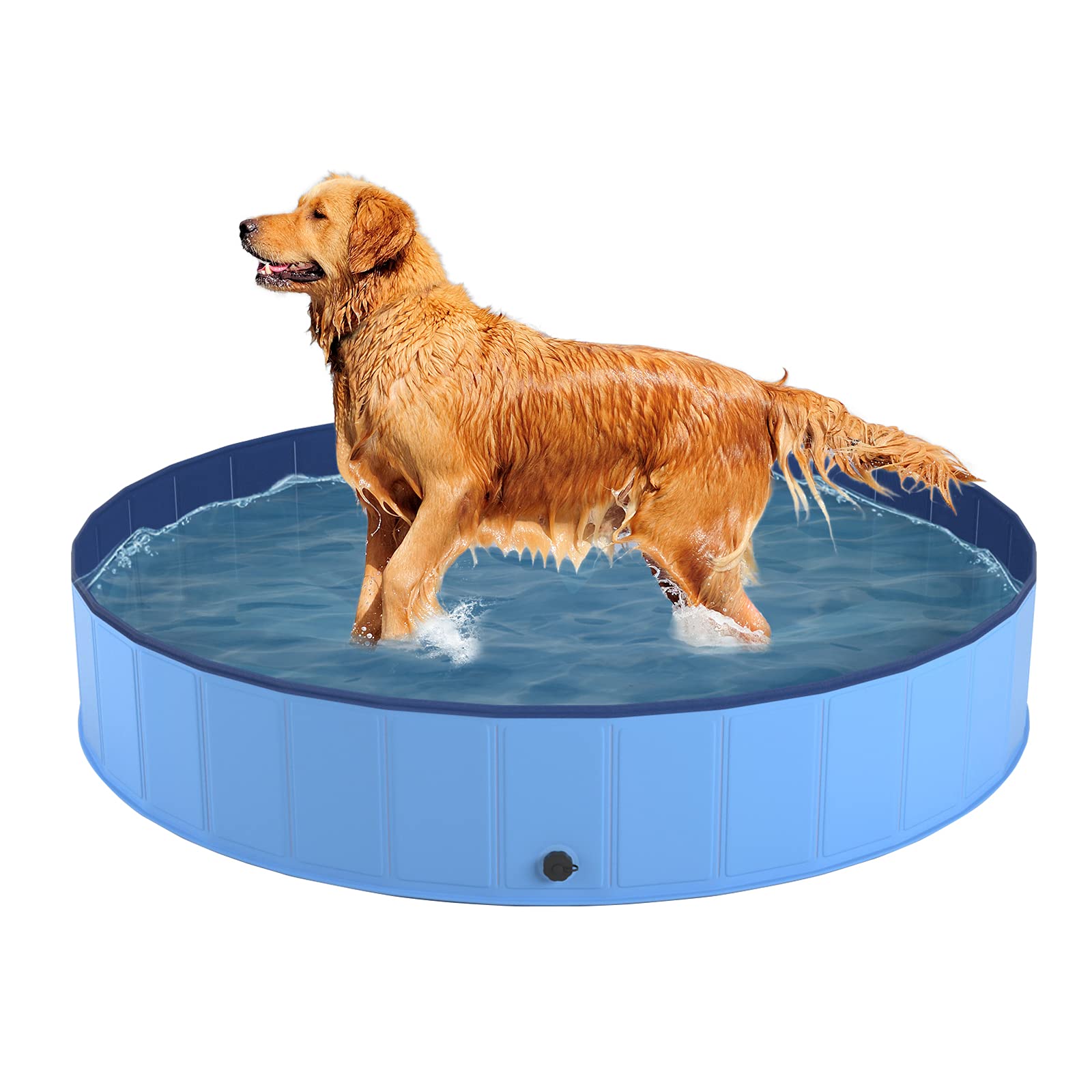 Foldable Dog Pool for Large Dogs - Portable Slip-Resistant Pet Bathing Tub, Collapsible PVC Swimming Pool for Dogs, Cats & Kids - Outdoor Water Play for Backyard, Beach & Summer Fun (Large Size)