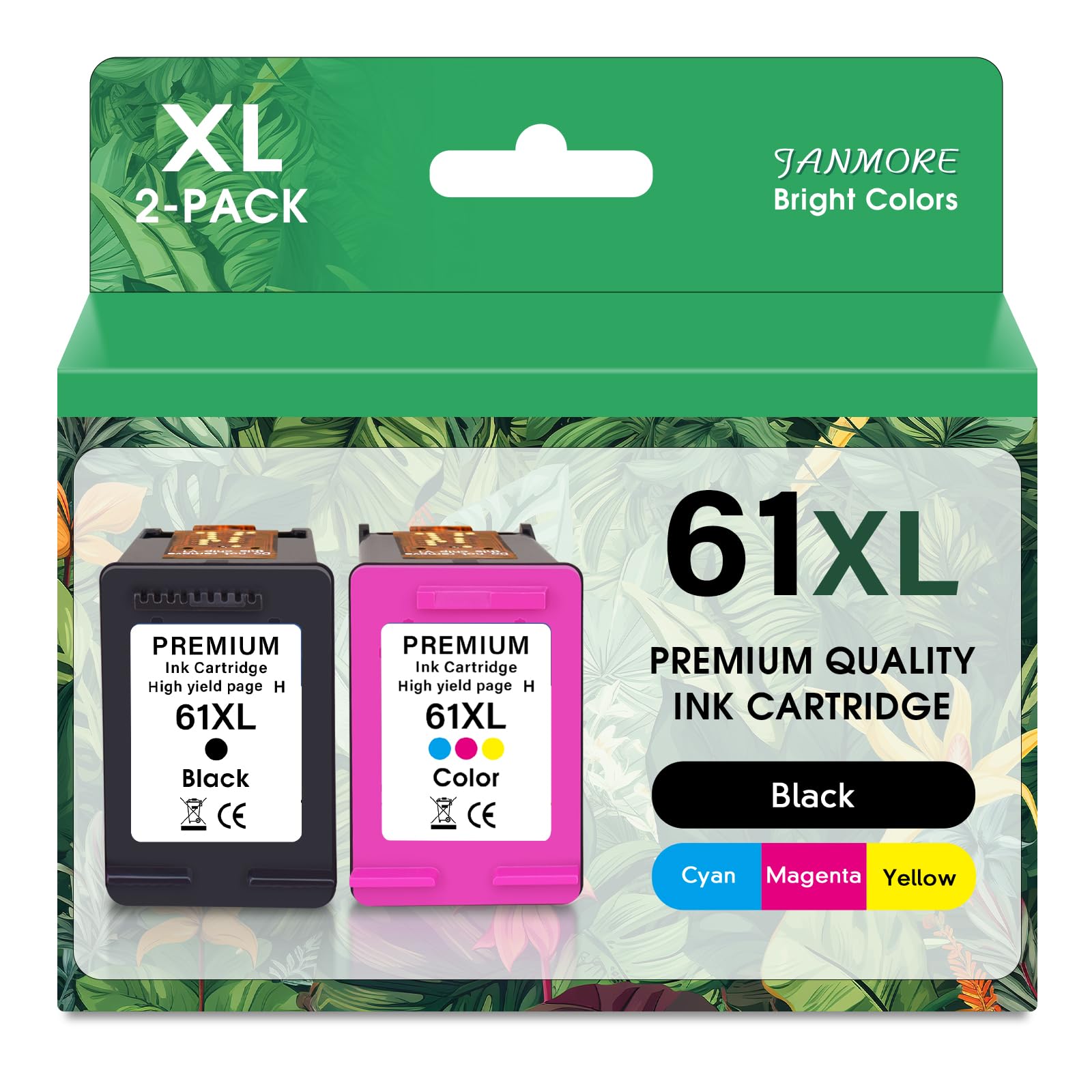 HP 61XL Black & Tri-Color Ink Cartridge Combo Pack - Replacement for HP Envy 5530 4502, DeskJet 1510 2510, Officejet 4635 4630 4632 2621 Printers - High Yield Printing for Home & Office Documents, Photos, and School Projects