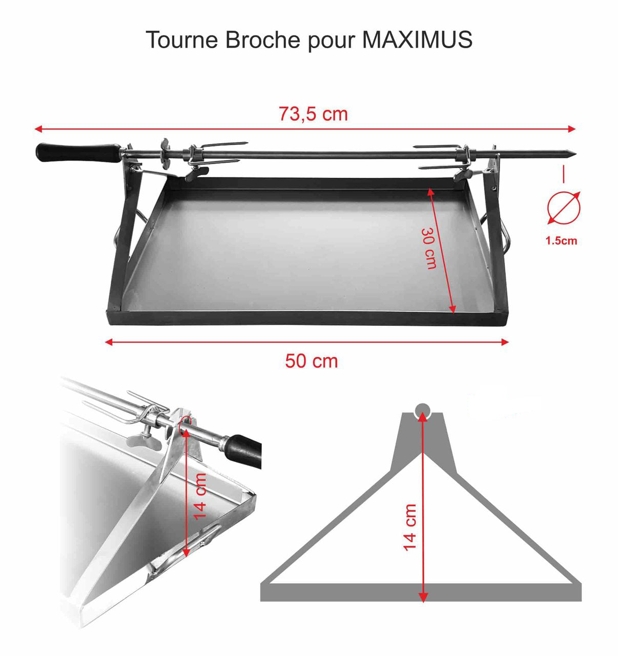 MAXIMUS ROTISSERIE SPIT - Heavy Duty Stainless Steel Rotisserie Grill Spit for Outdoor BBQ, Camping & Backyard Cooking - Perfect for Chicken, Turkey, Lamb & More