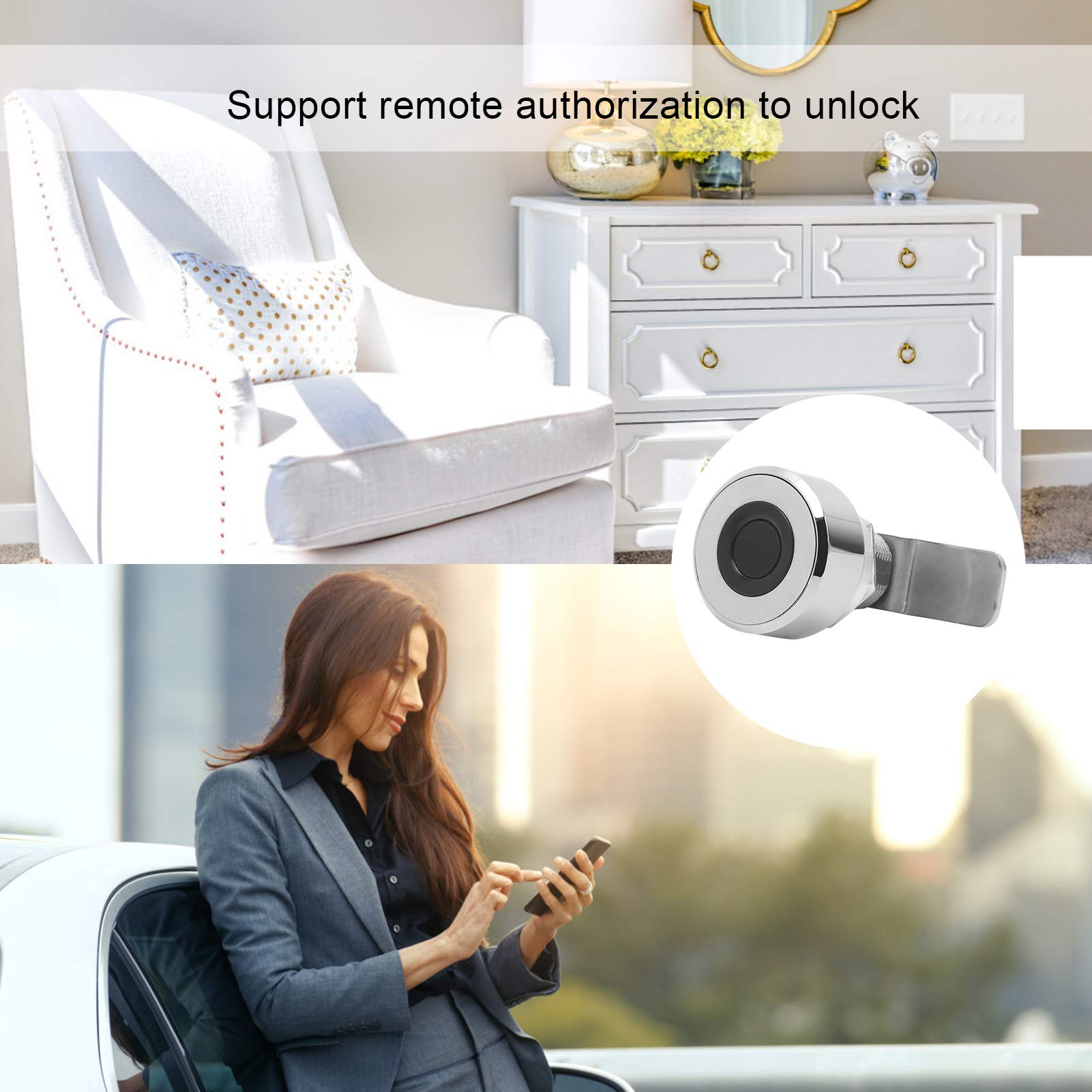 Smart Biometric Fingerprint Door Lock - Keyless Entry with Digital Keypad & Battery-Operated Security - Ideal for Home, Office & File Cabinet Drawers (Black)