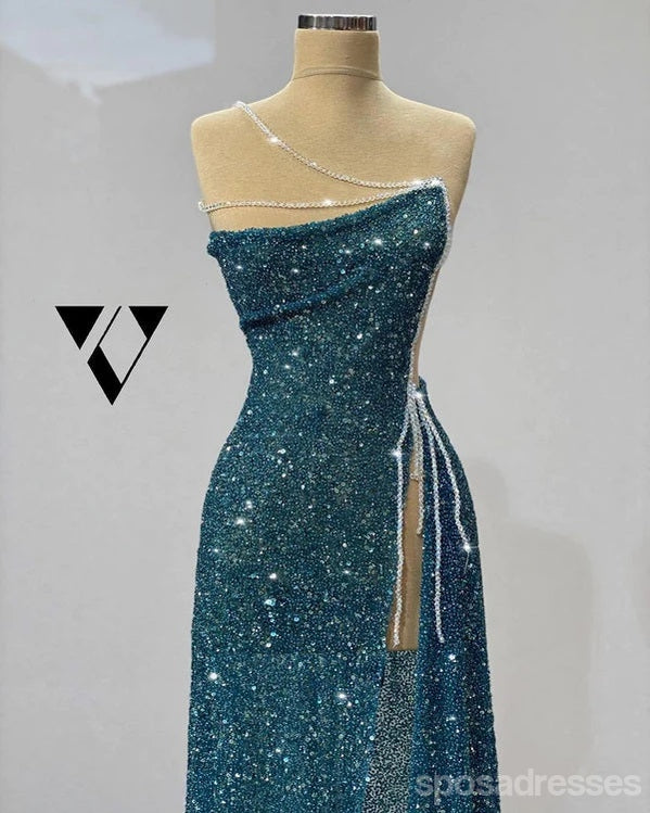 Elegant Teal Sheath High Slit Maxi Long Prom Dress for Women | Formal Evening Gown with Side Slit | Perfect for Prom Night, Homecoming, Cocktail Parties & Special Occasions
