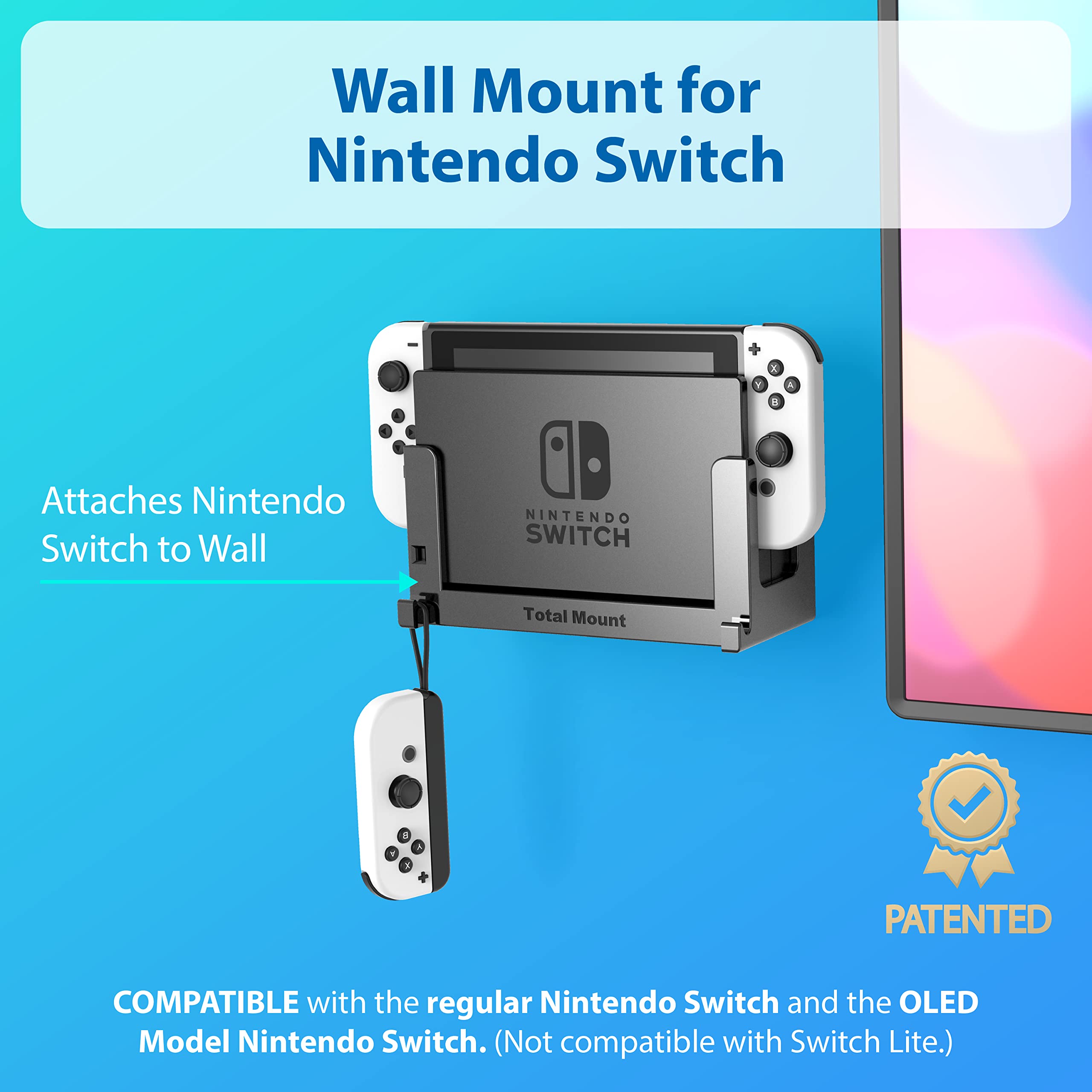 TotalMount Wall Mount for Nintendo Switch - Secure TV Mounting Bracket for Gaming Setup | Perfect for Living Room & Bedroom Gaming Stations