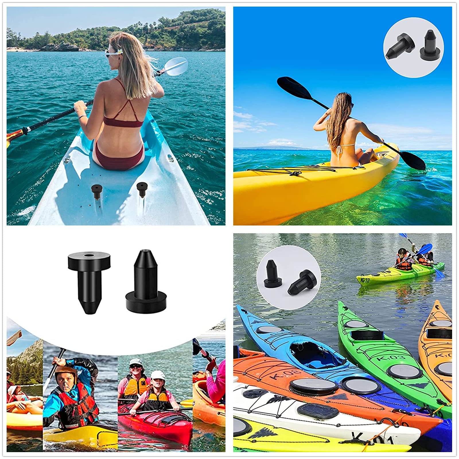 12 Pack Kayak Drain Plugs - Scupper Plugs & Canoe Drain Stoppers - Universal Fit for Most Kayaks & Boats - Essential Kayak Accessories for Water Sports & Fishing Adventures