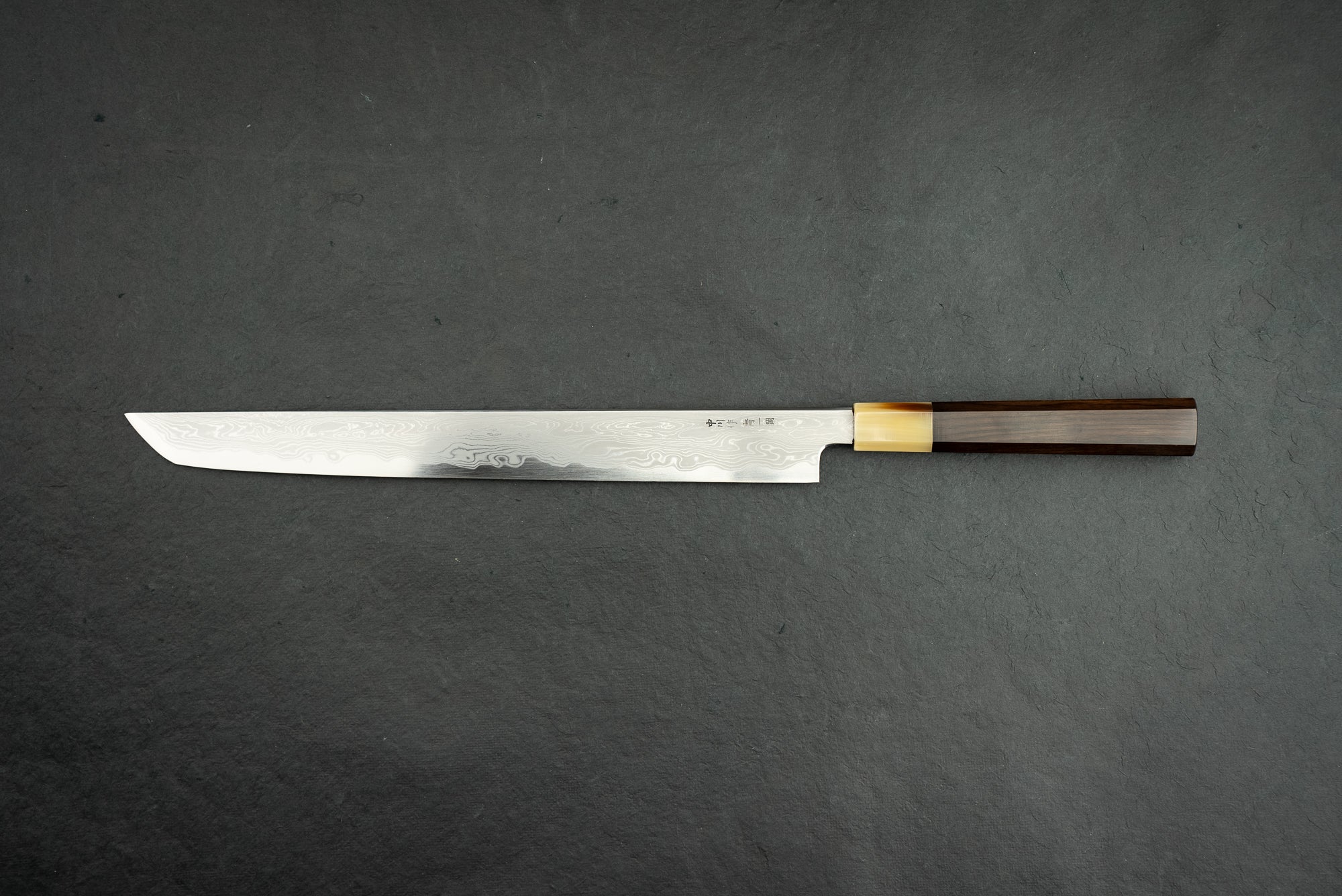 Premium 330mm Damascus Sakimaru Sujihiki Knife by Satoshi Nakagawa & Naohito Myojin - Handcrafted Japanese Chef Knife for Sushi, Sashimi & Meat Slicing - Perfect for Professional Chefs & Home Cooking Enthusiasts