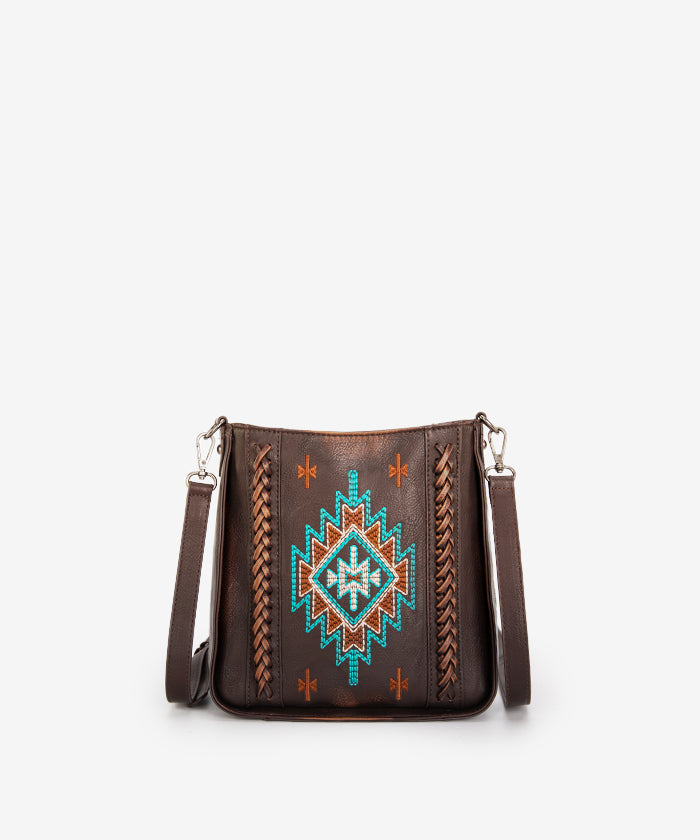 Montana West Aztec Embroidered Crossbody Bag for Women - Stylish Boho Purse with Adjustable Strap, Perfect for Travel, Shopping & Everyday Use
