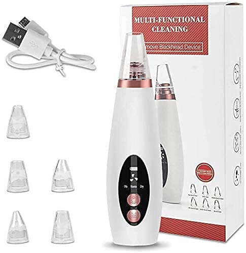 SHRADDHA SABURI Electric Blackhead Remover Vacuum - USB Rechargeable Pore Cleaner for Men & Women with 6 Suction Heads, LED Screen & 3 Cleaning Modes - Perfect for Deep Facial Cleansing & Acne Treatment at Home