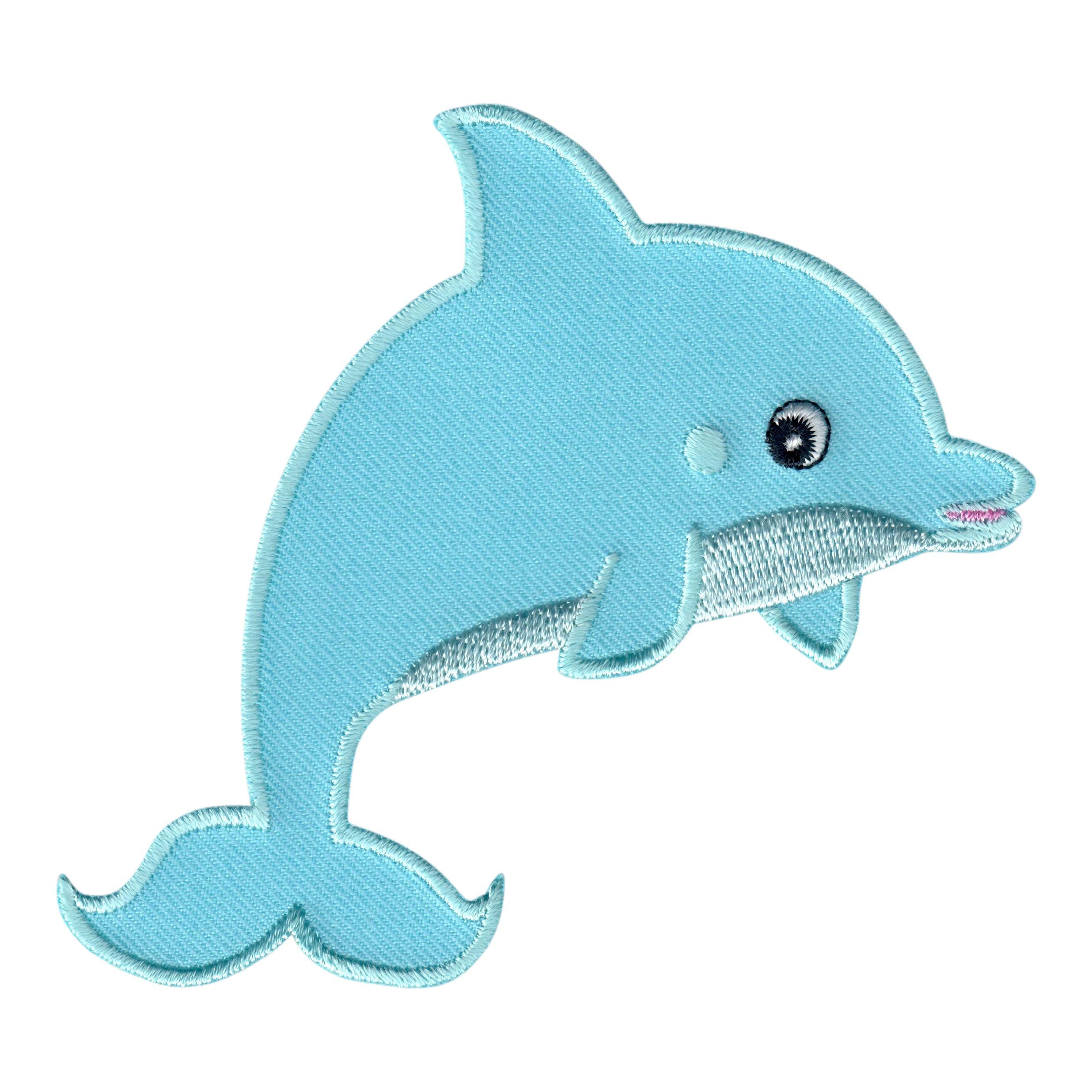 Dolphin Iron On & Sew On Applique Patch - Cute DIY Embroidered Patches for Kids Clothing, Hats & Bags - Perfect for School Projects, Costumes & Crafting