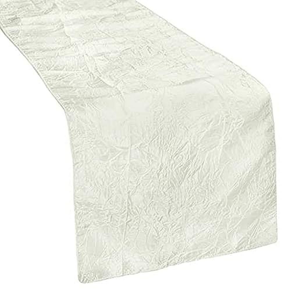 Crushed Taffeta Table Runner 12x108 Ivory - Elegant Dining Decor