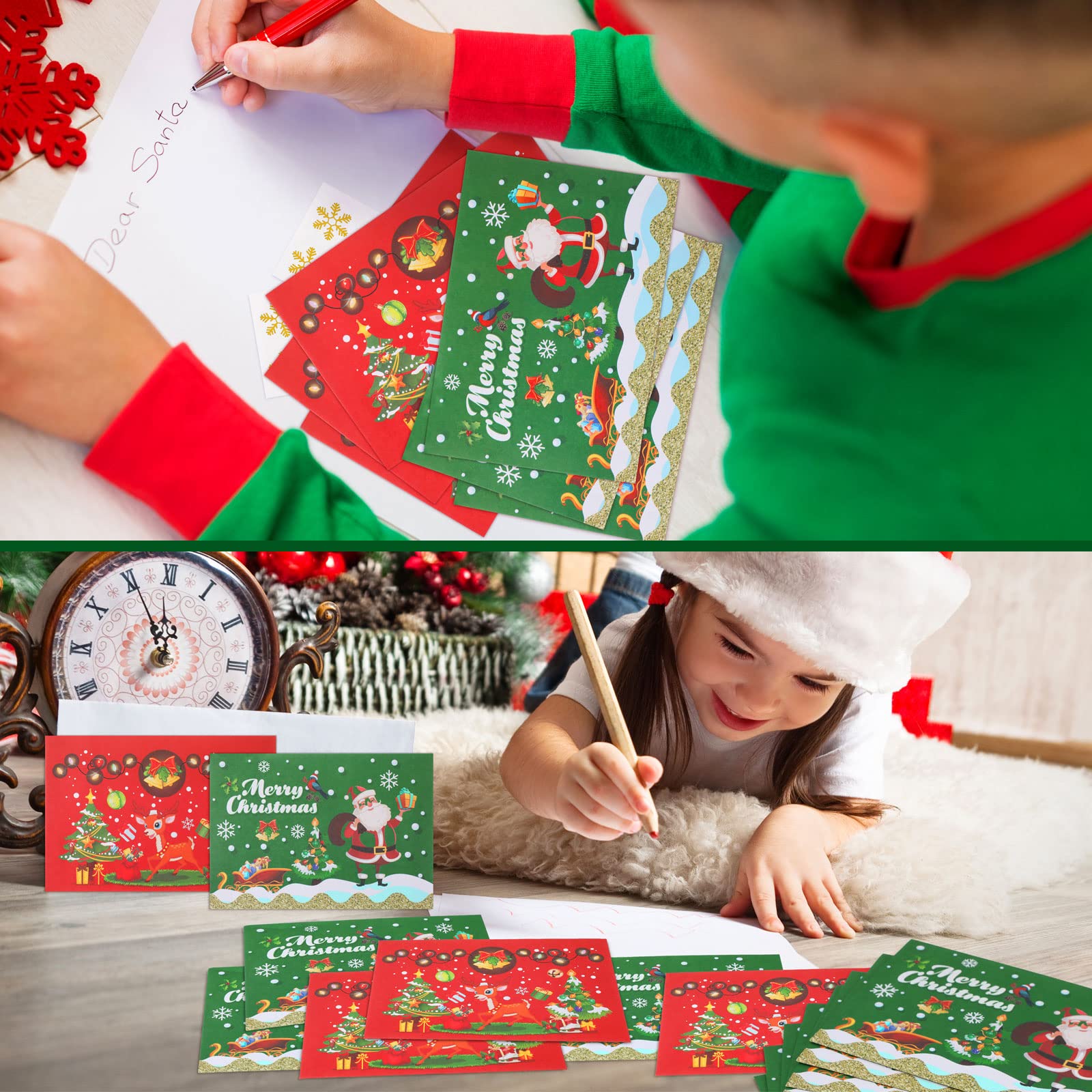 30-Piece Christmas Envelopes Set - Red & Green Mini Holiday Envelopes with Snowflake Stickers for Xmas Cards, Party Favors, Invitations, Business Notes - Perfect for Holiday Greetings, Gift Cards & Office Correspondence