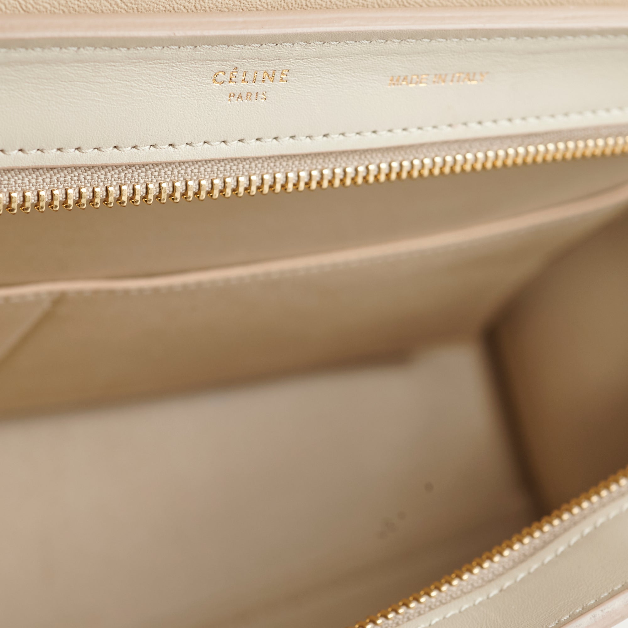 Celine Trapeze Small Leather Handbag in Beige & Cream - Perfect for Work, Travel & Everyday Use