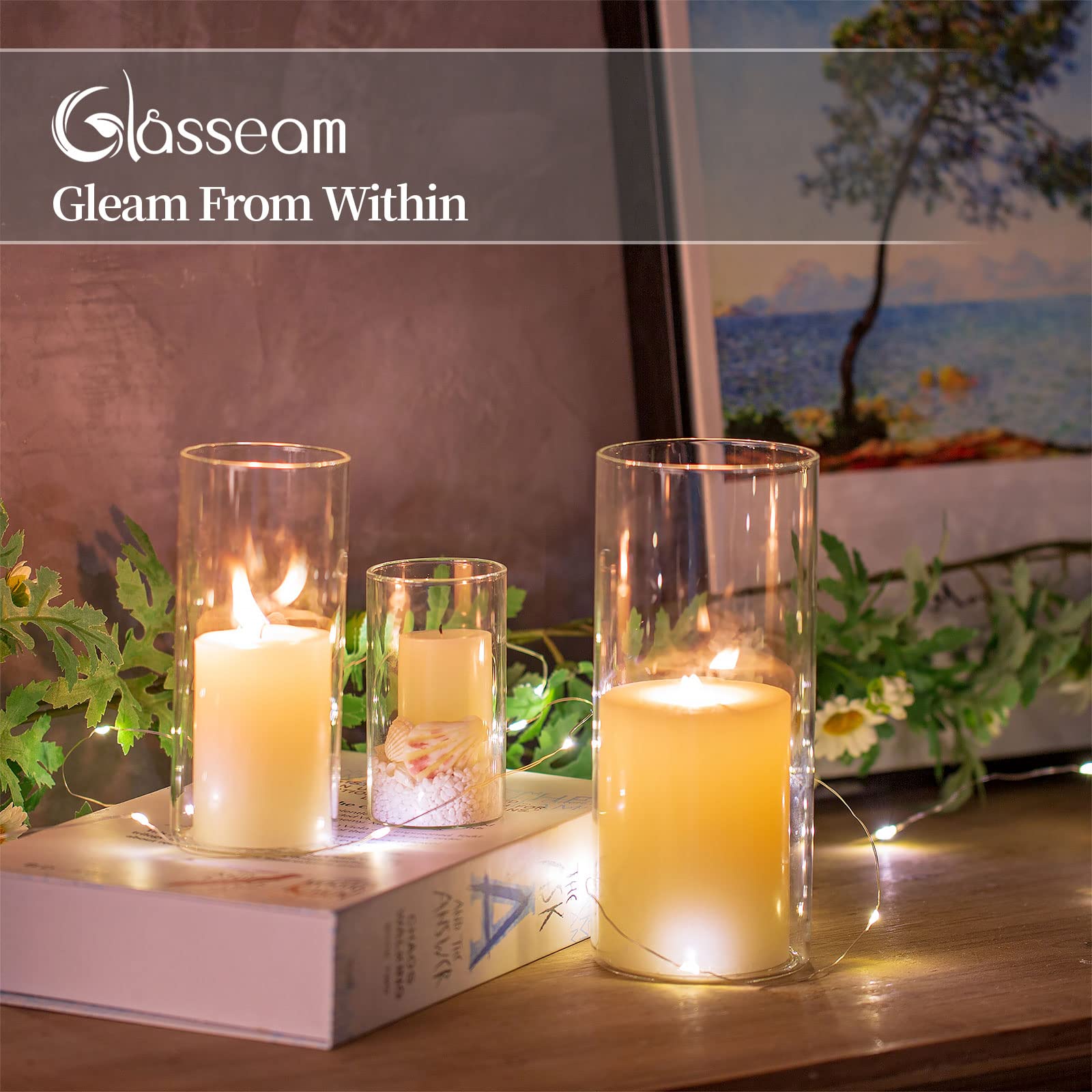 Glasseam Set of 30 Clear Cylinder Hurricane Glass Candle Holders - Bulk Pillar Vases for Wedding Centerpieces, Christmas Decor & Party Table Decorations - Perfect for Romantic Dinners, Holiday Tablescapes & Special Event Decor
