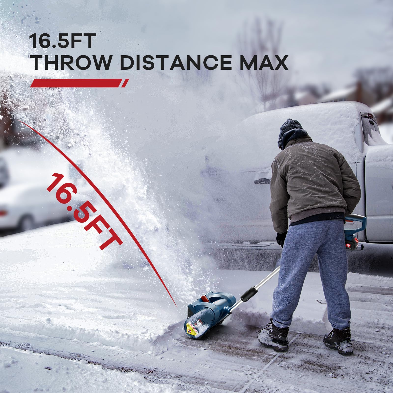 20V Cordless Snow Shovel - 12-Inch Battery Powered Snow Blower with 4-Ah Battery & Quick Charger, Adjustable Front Handle & Directional Plate - Perfect for Driveways, Sidewalks & Home Winter Maintenance