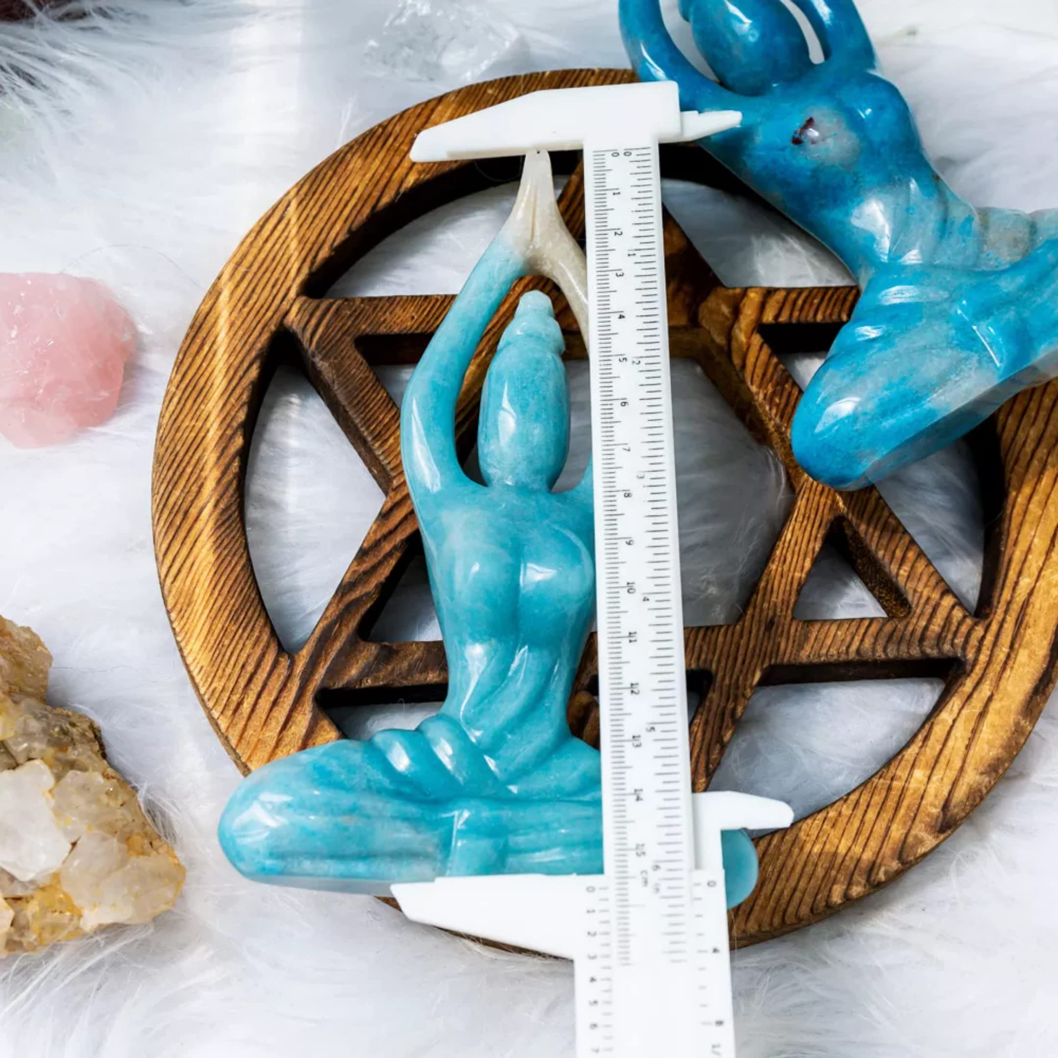 Hand Carved Trolleite Yoga Lady Statue - Blue Troilite Crystal Meditation Woman Sculpture, Healing Zen Gift for Mom & Spiritual Home Decor | Perfect for Yoga Studios, Meditation Spaces & Housewarming Gifts for Couples