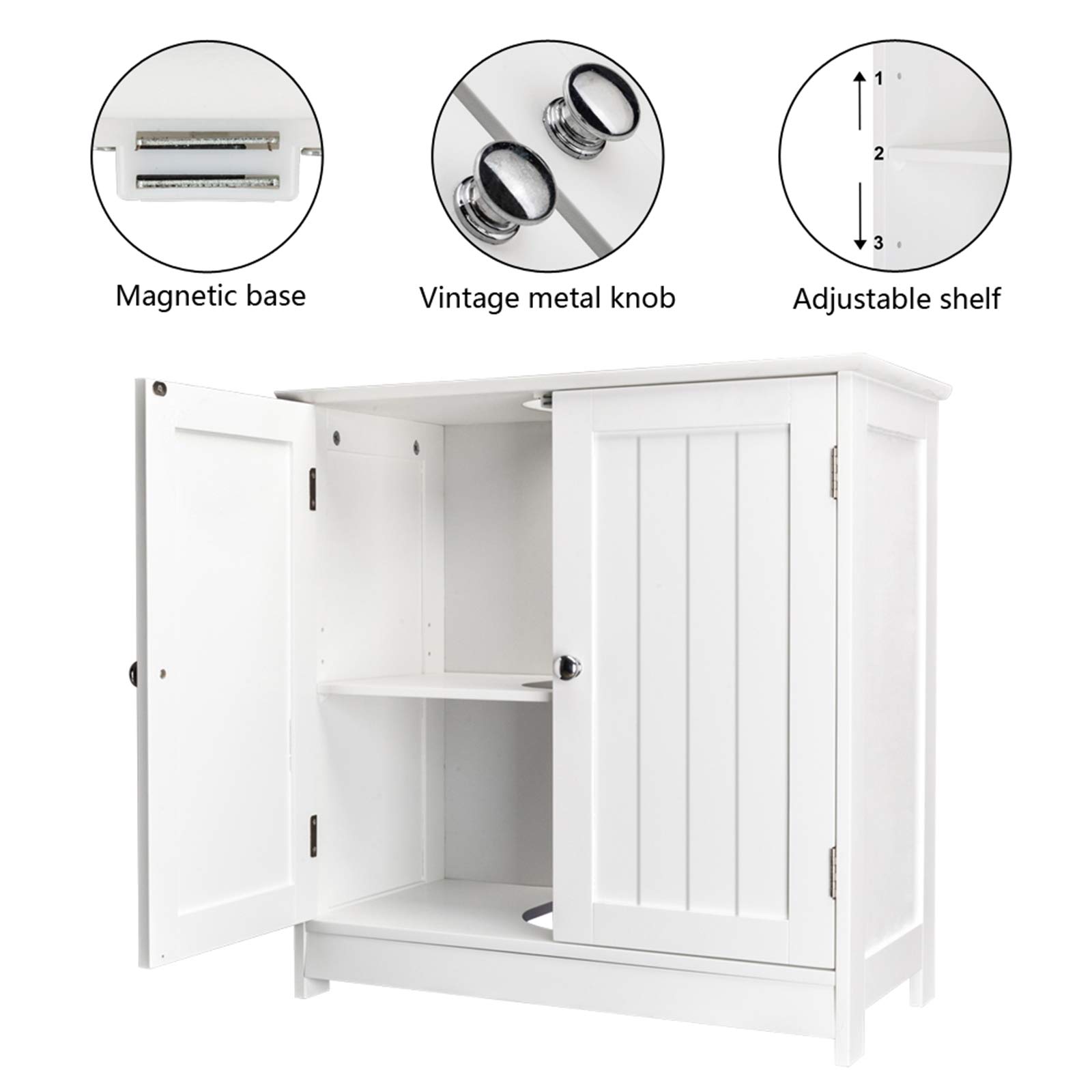 White Bathroom Storage Cabinet with 2 Doors - Under Sink Organizer with Internal Shelf, Space Saving Pedestal Sink Cabinet for Bathroom Organization (Perfect for Small Bathrooms, Apartments & Vanity Storage)