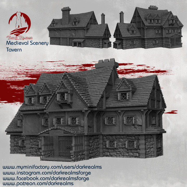 Medieval Tavern Decor - Large Rustic Tavern Inn Set for Dark Fantasy & D&D Gaming Scenes | Perfect for Tabletop RPG, Home Theater, and Themed Parties
