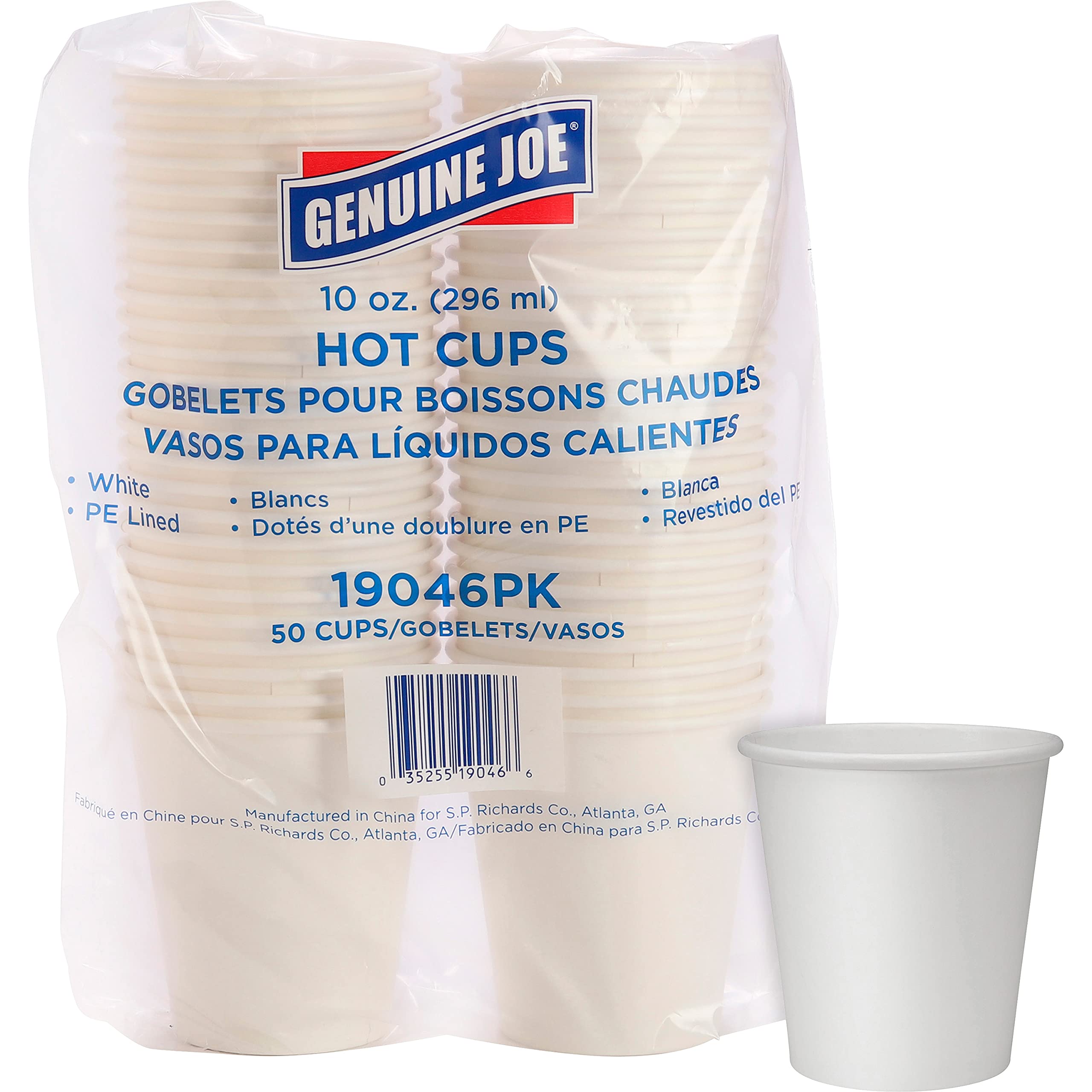 Genuine Joe 10oz Disposable Hot Coffee Cups with Lids - 1000 Pack (1000 Cups) - Perfect for Coffee Shops, Offices, and Catering Events