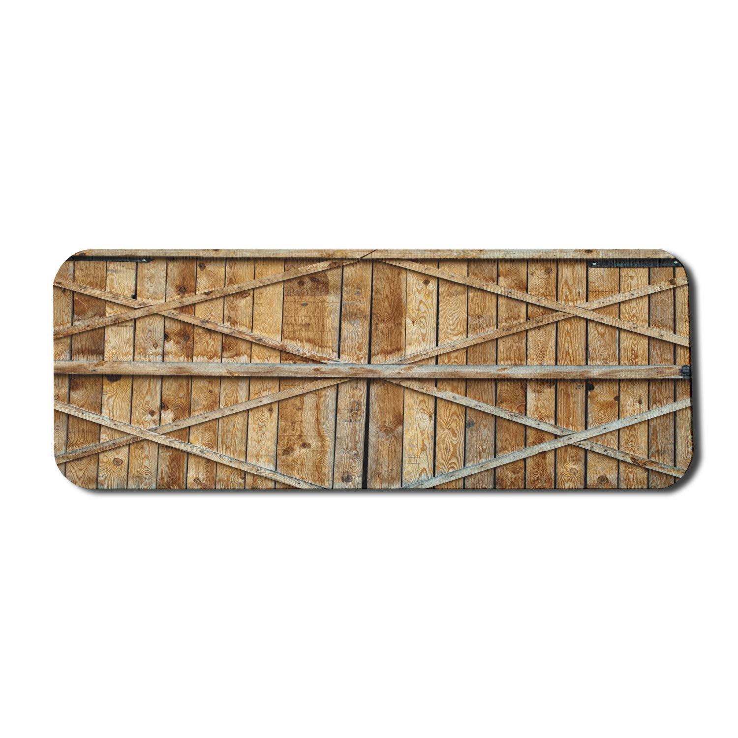 Ambesonne Rustic Computer Mouse Pad - Vintage Wooden Timber Door Design, Non-Slip Rubber Base, Large 31